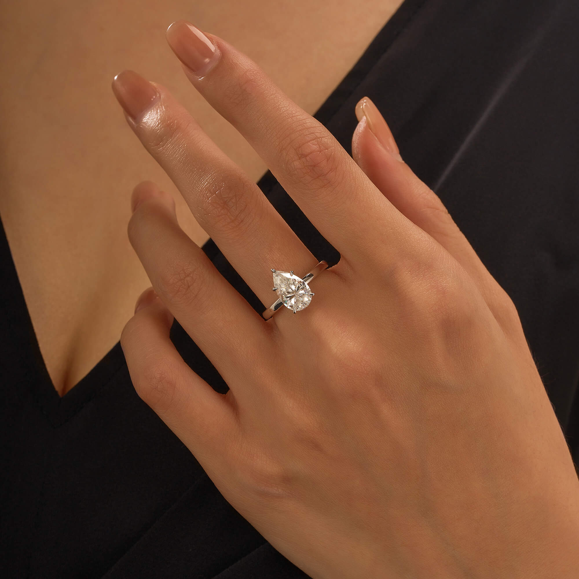 Pear-Shaped Moissanite Solitaire Engagement Ring - Image 11