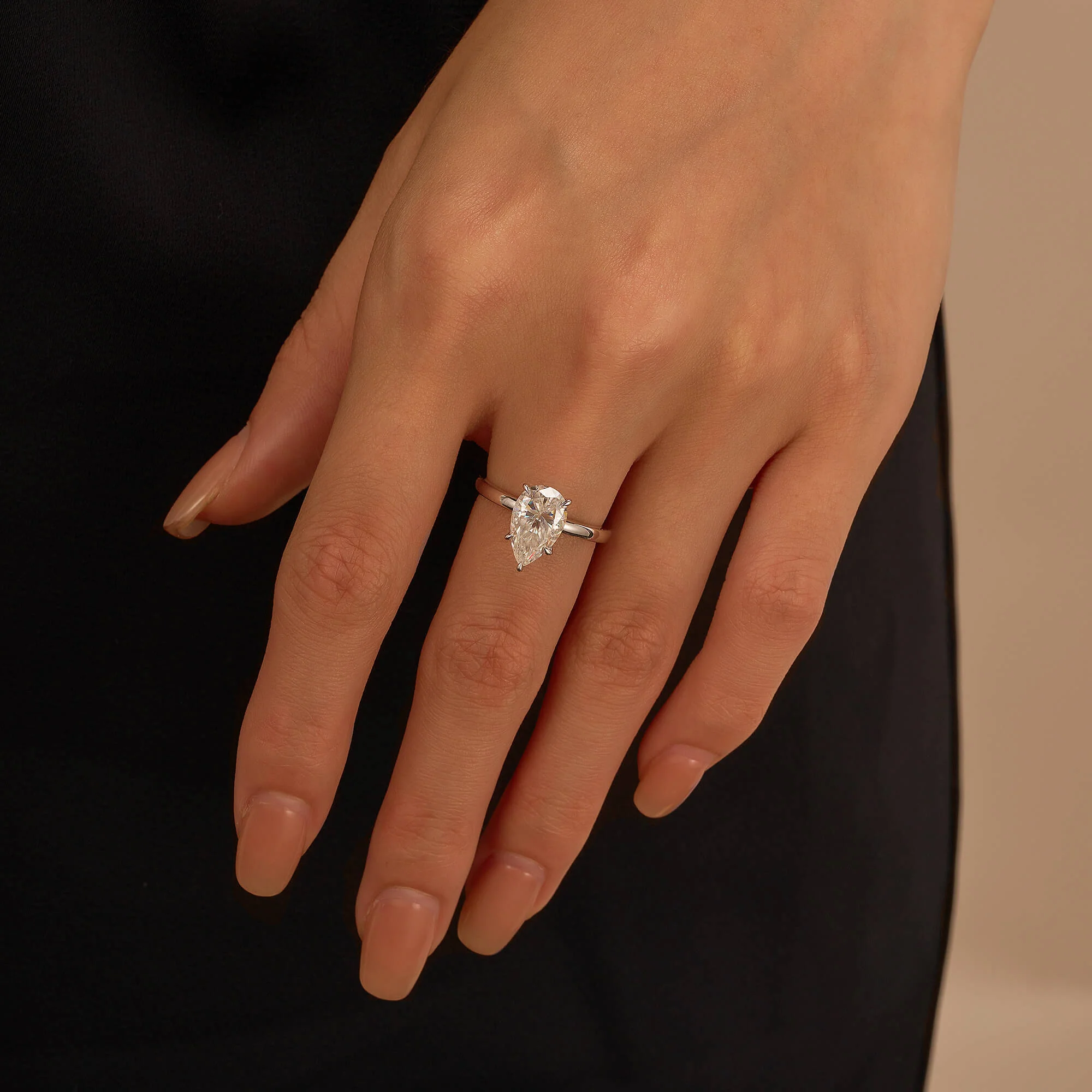 Pear-Shaped Moissanite Solitaire Engagement Ring - Image 12