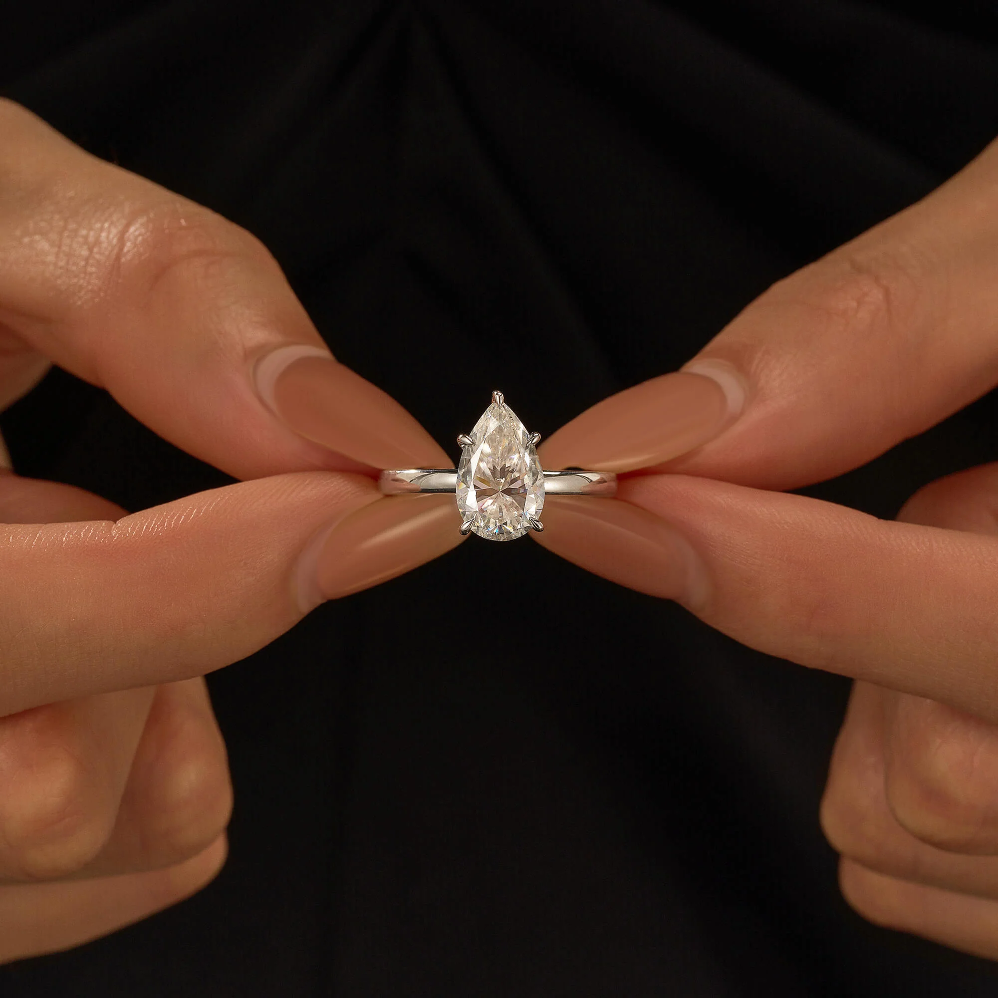 Pear-Shaped Moissanite Solitaire Engagement Ring - Image 13