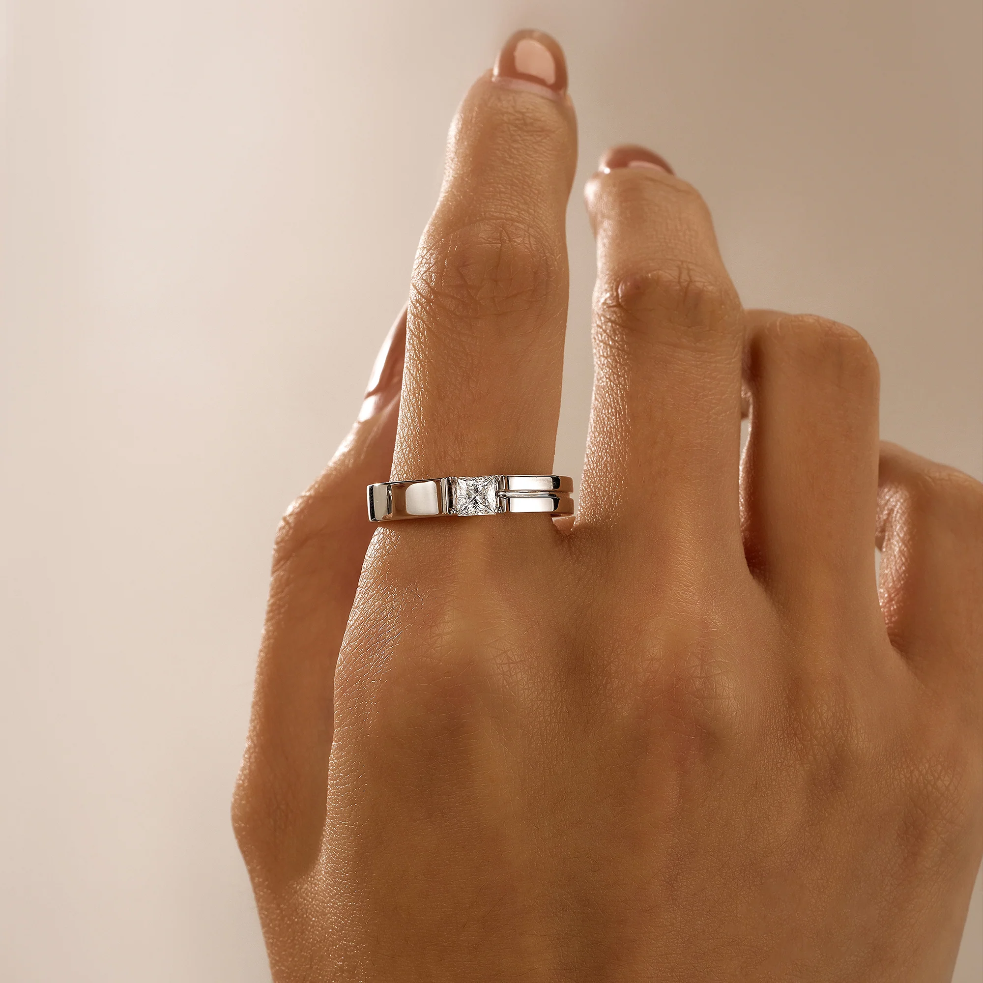 0.4 Carat Princess Moissanite Wedding Band - Image 11