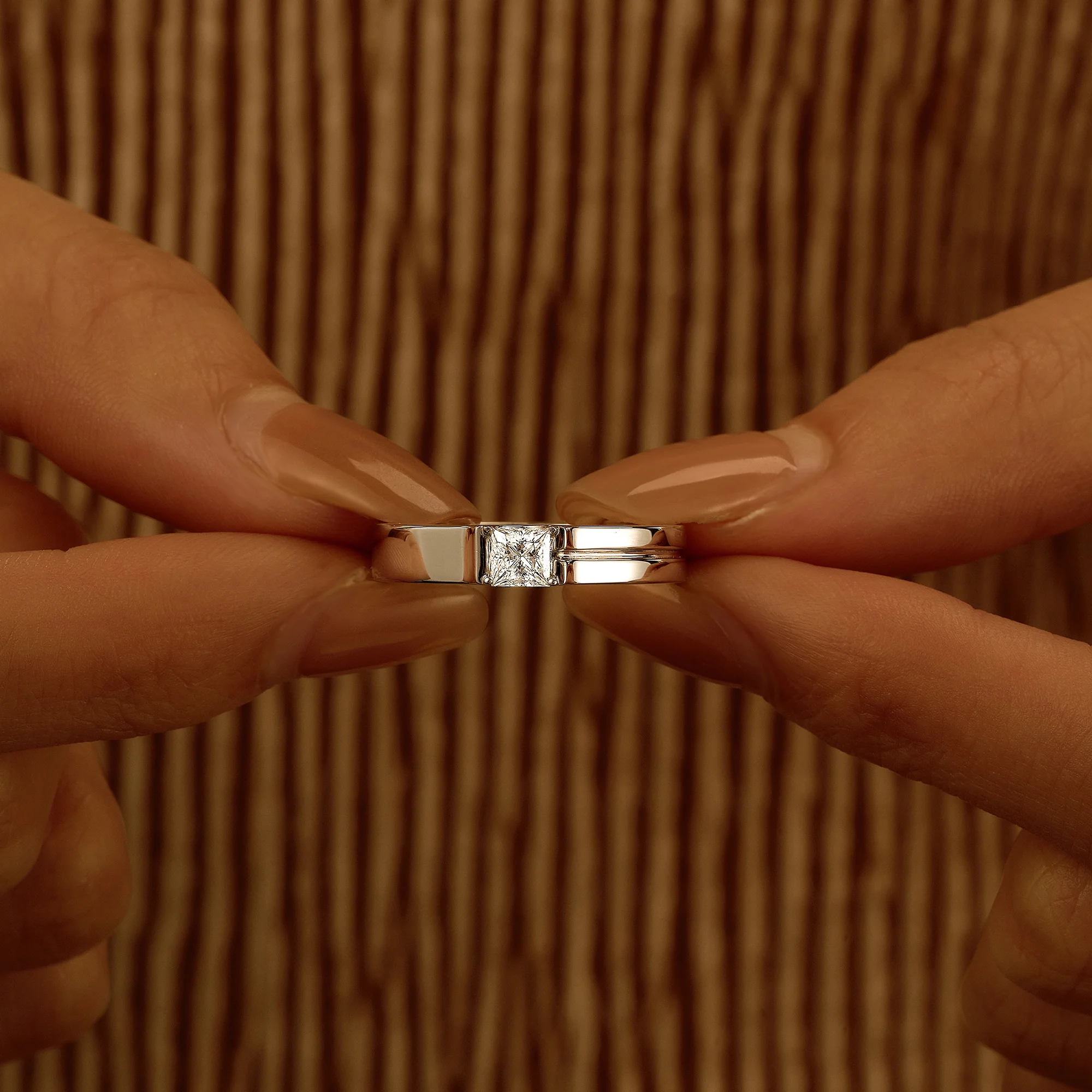 0.4 Carat Princess Moissanite Wedding Band - Image 12