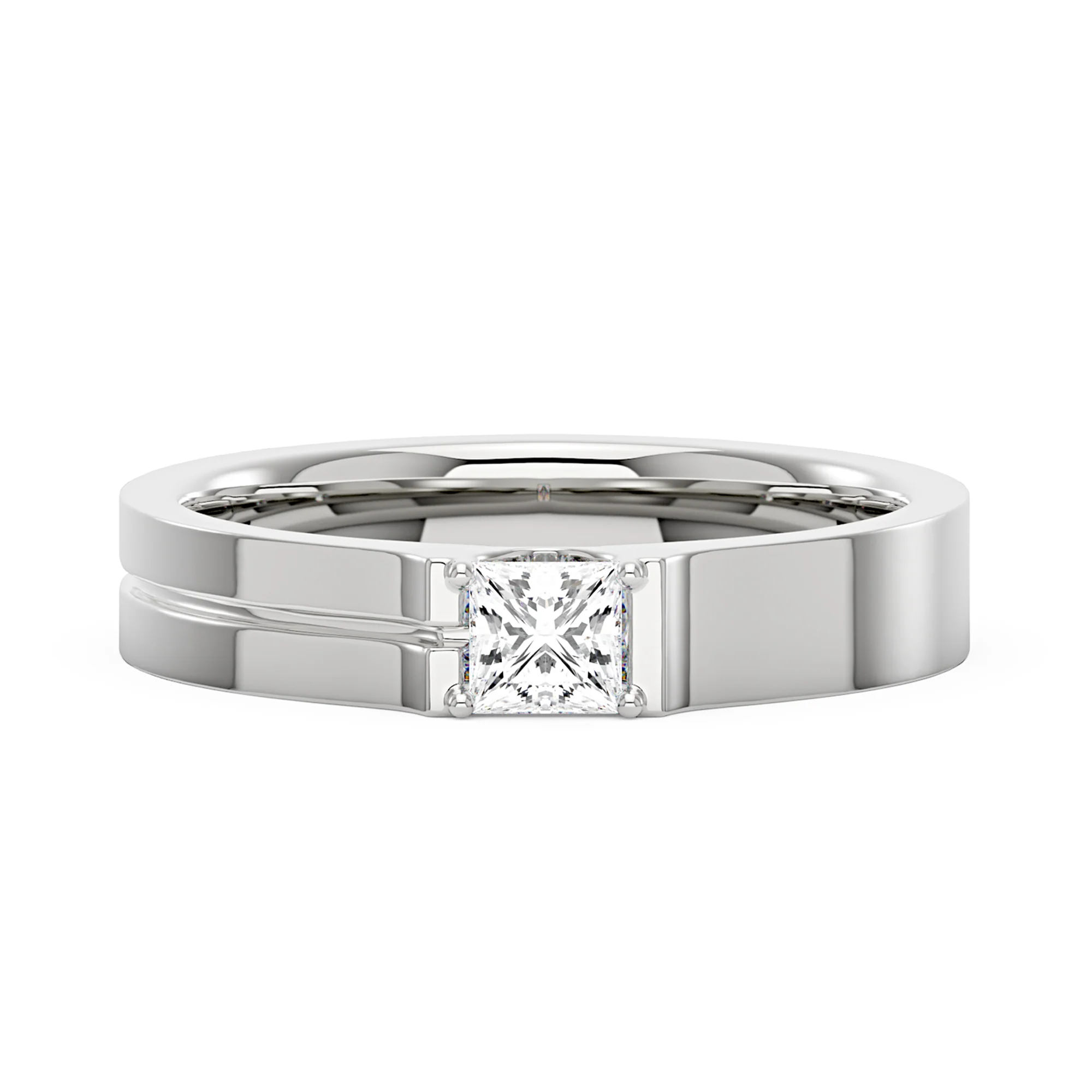 0.4 Carat Princess Moissanite Wedding Band - Image 4
