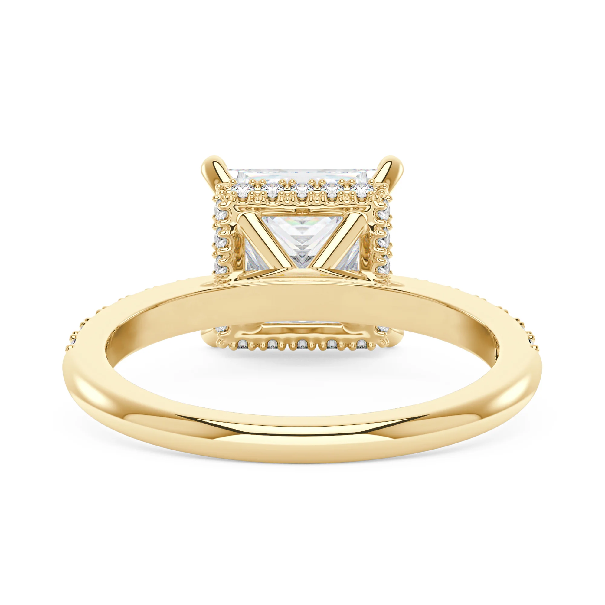 Princess Cut Moissanite Ring with Pavé Band - Image 6