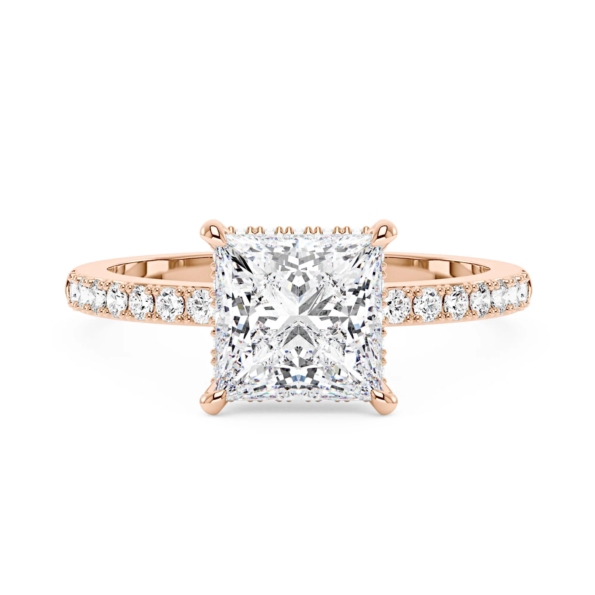 Princess Cut Moissanite Ring with Pavé Band - Image 7