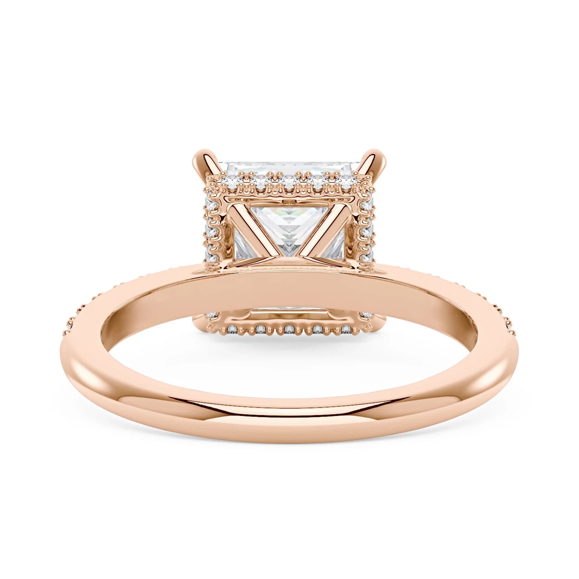 Princess Cut Moissanite Ring with Pavé Band - Image 9