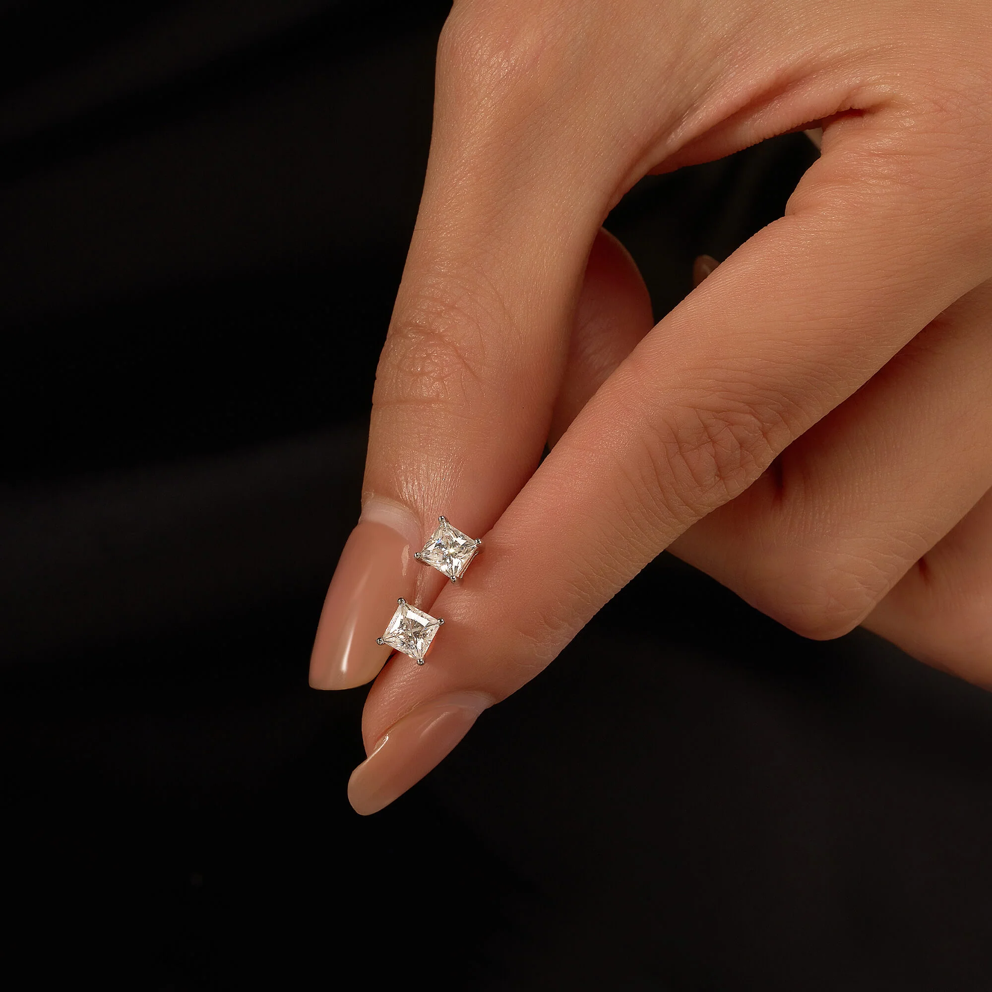 Princess Cut Moissanite Stud Earrings - Image 11