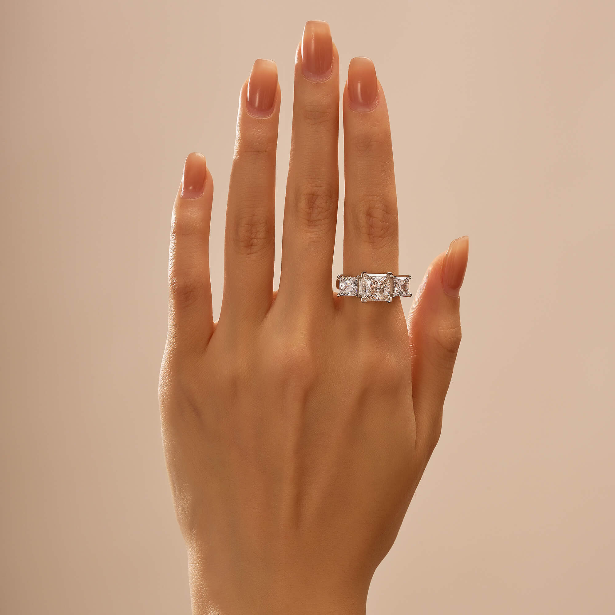 Princess Cut Moissanite Three Stone Ring - Image 10