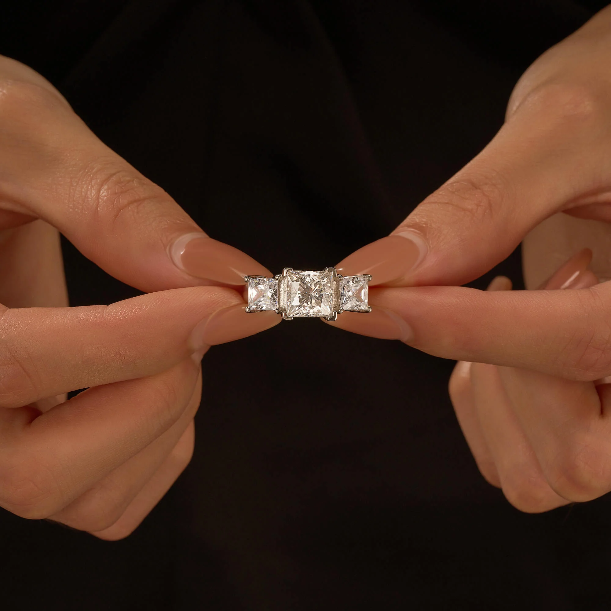 Princess Cut Moissanite Three Stone Ring - Image 14