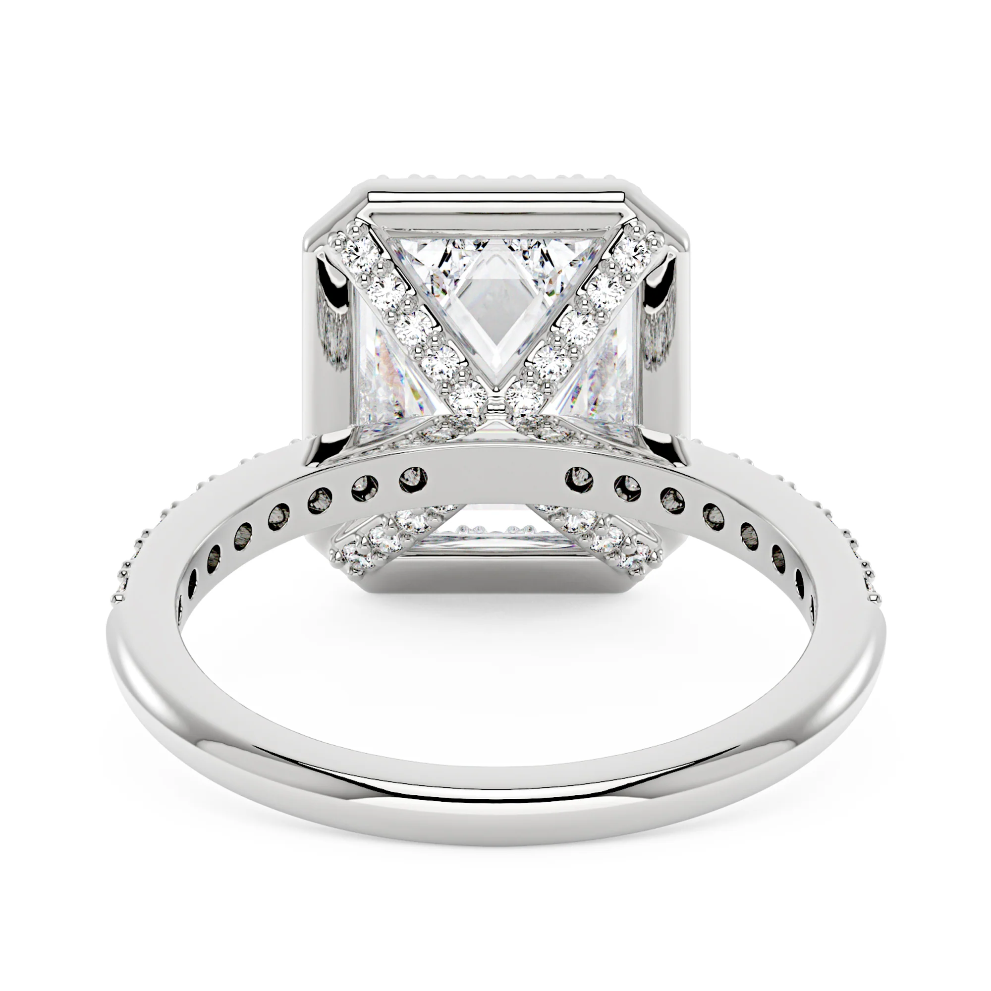 Radiant Halo Ring with Pavé Band - Image 3