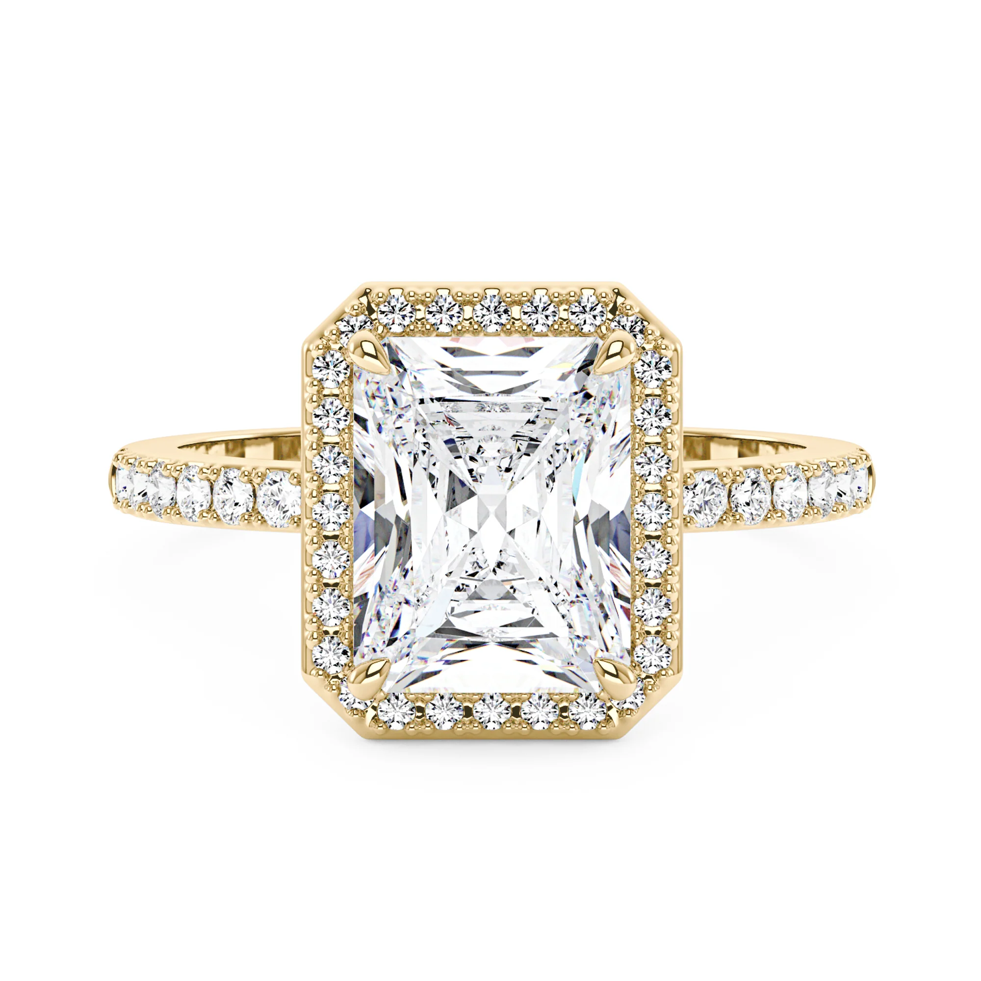 Radiant Halo Ring with Pavé Band - Image 4