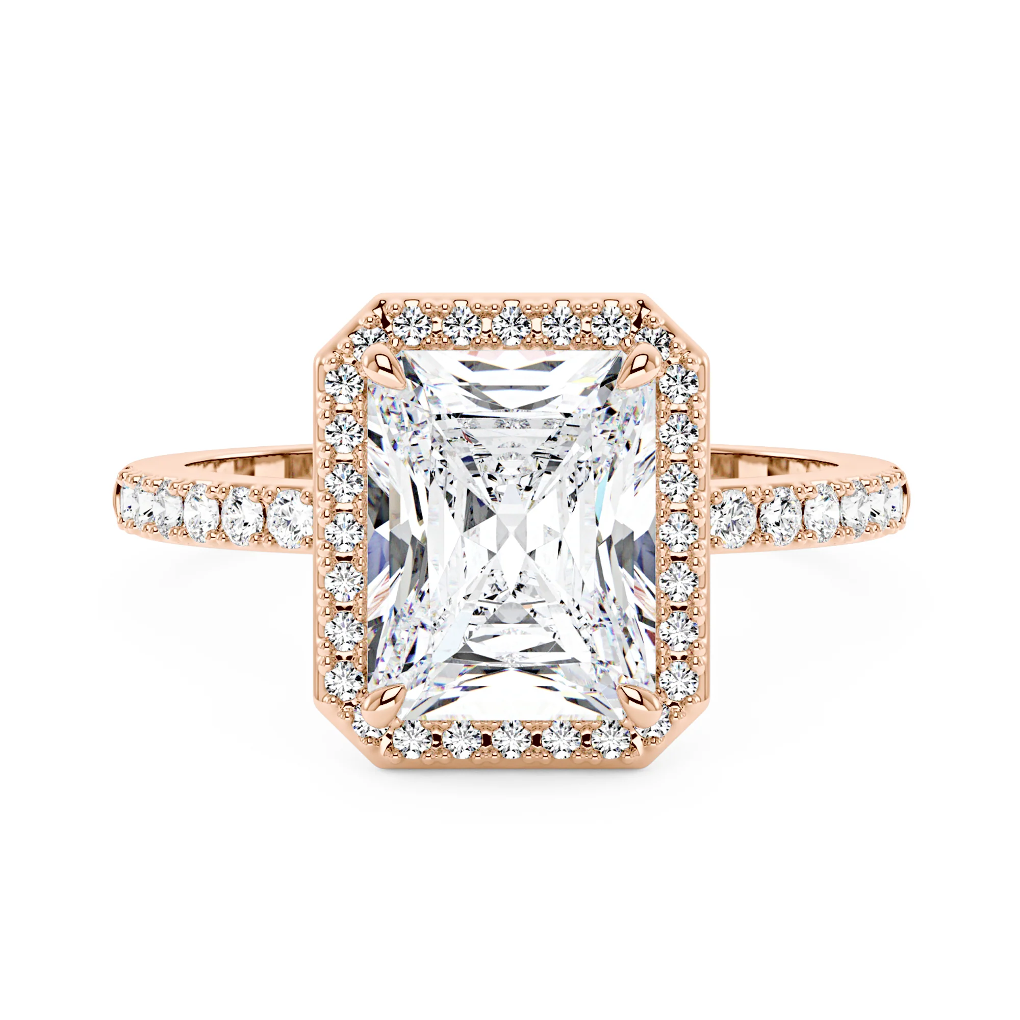 Radiant Halo Ring with Pavé Band - Image 7