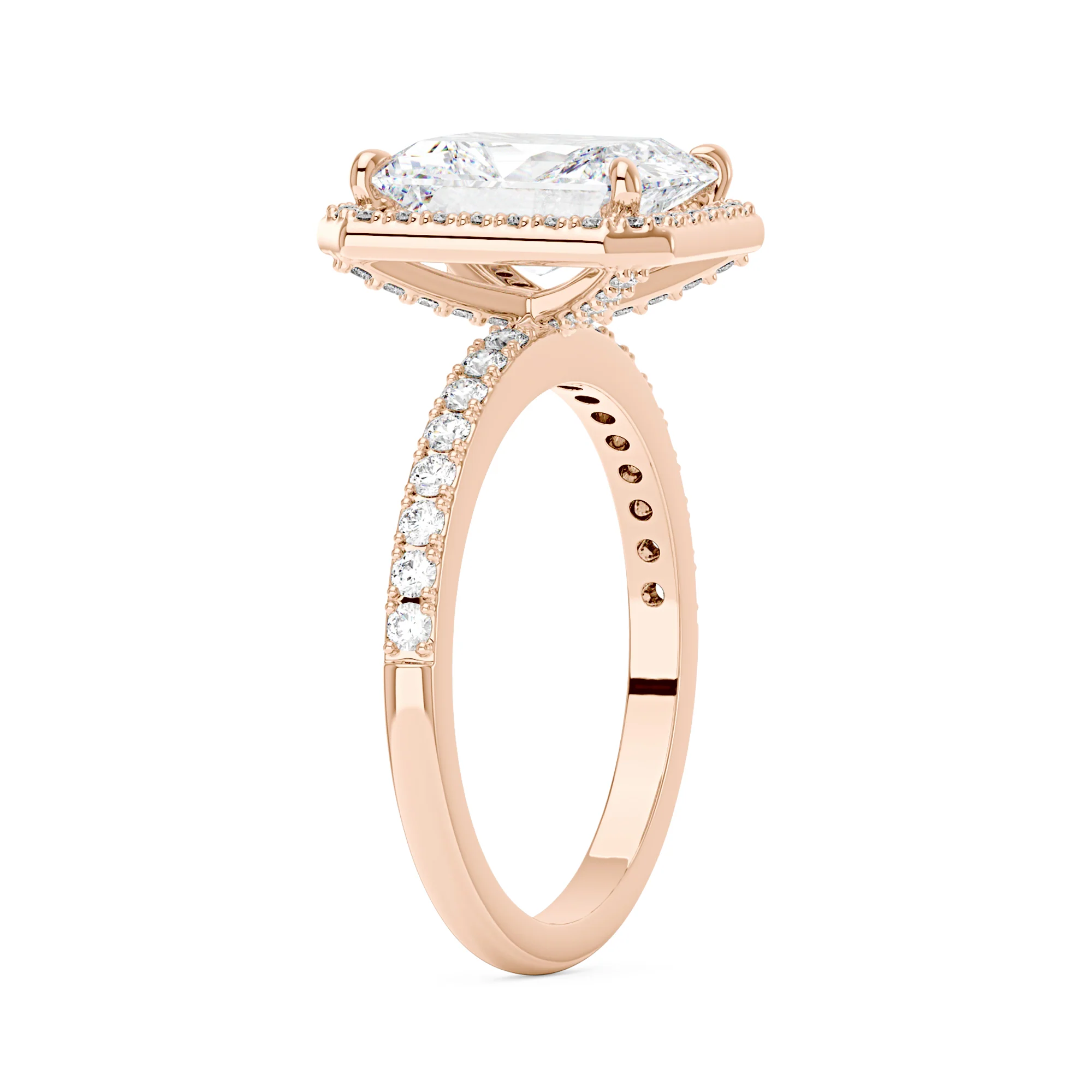 Radiant Halo Ring with Pavé Band - Image 8
