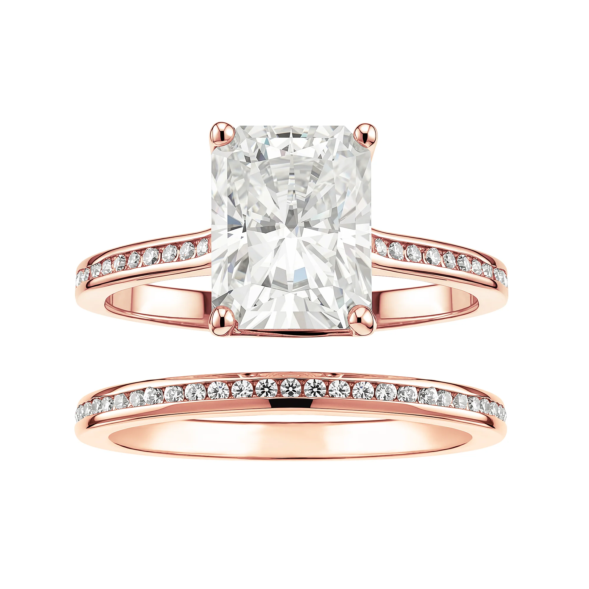 Radiant Cut Moissanite Pavé Bridal Set - Image 9