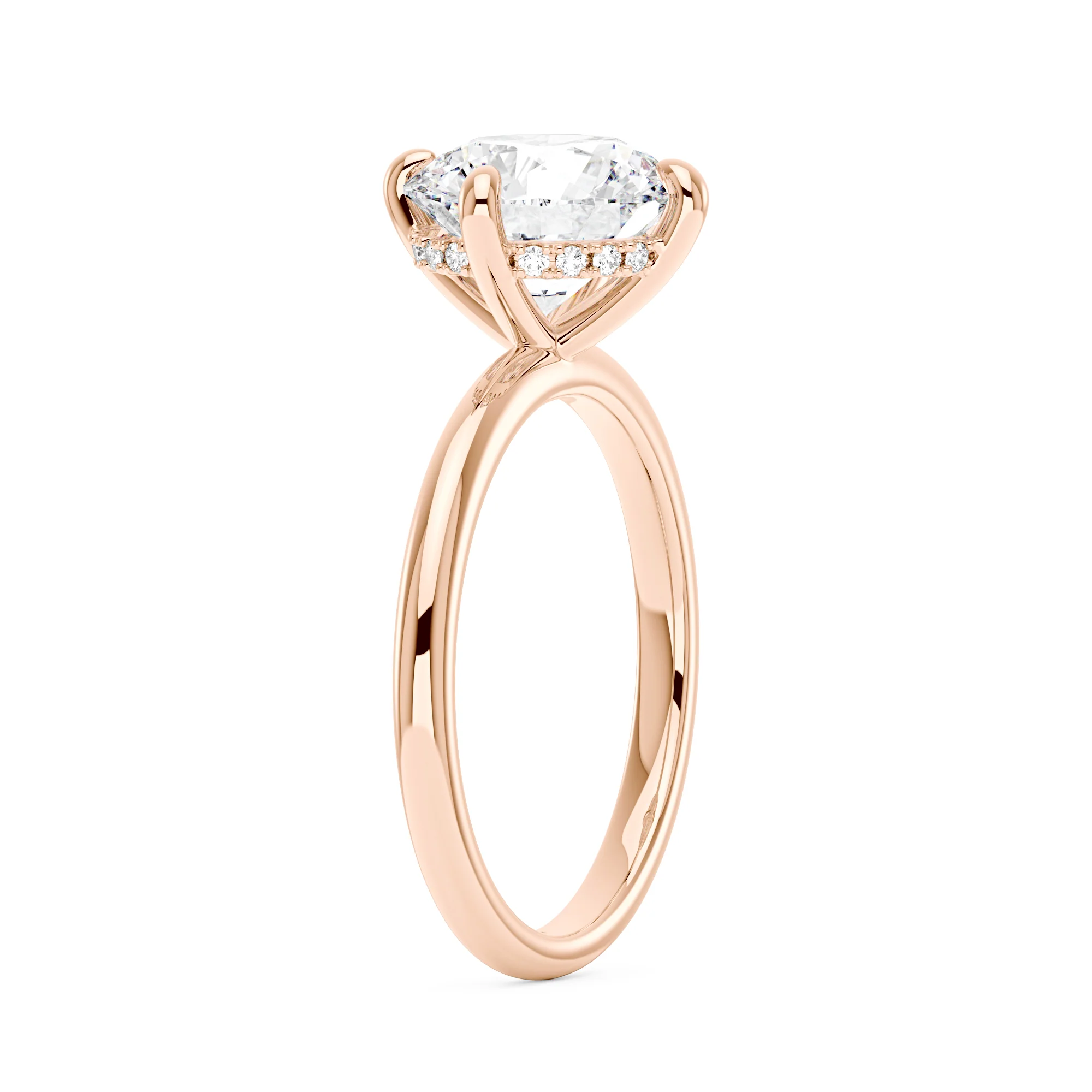 Round Brilliant Cut Moissanite Solitaire Ring with Hidden Halo - Image 8