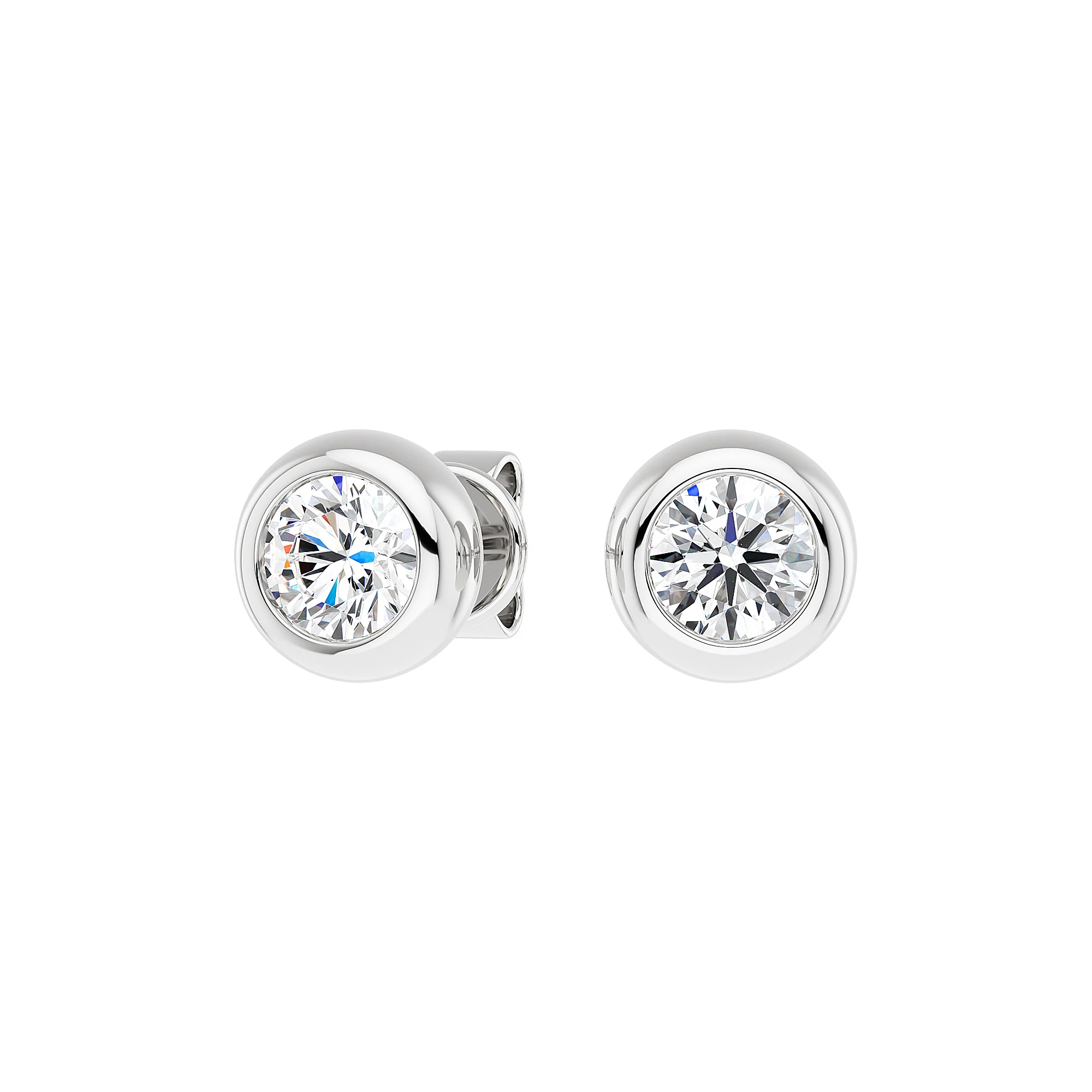 Round Cut Bezel Diamond Stud Earrings - Image 4
