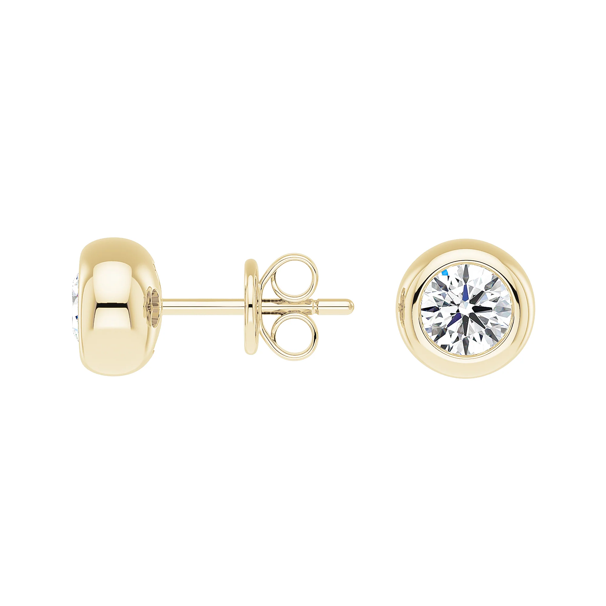Round Cut Bezel Diamond Stud Earrings - Image 8