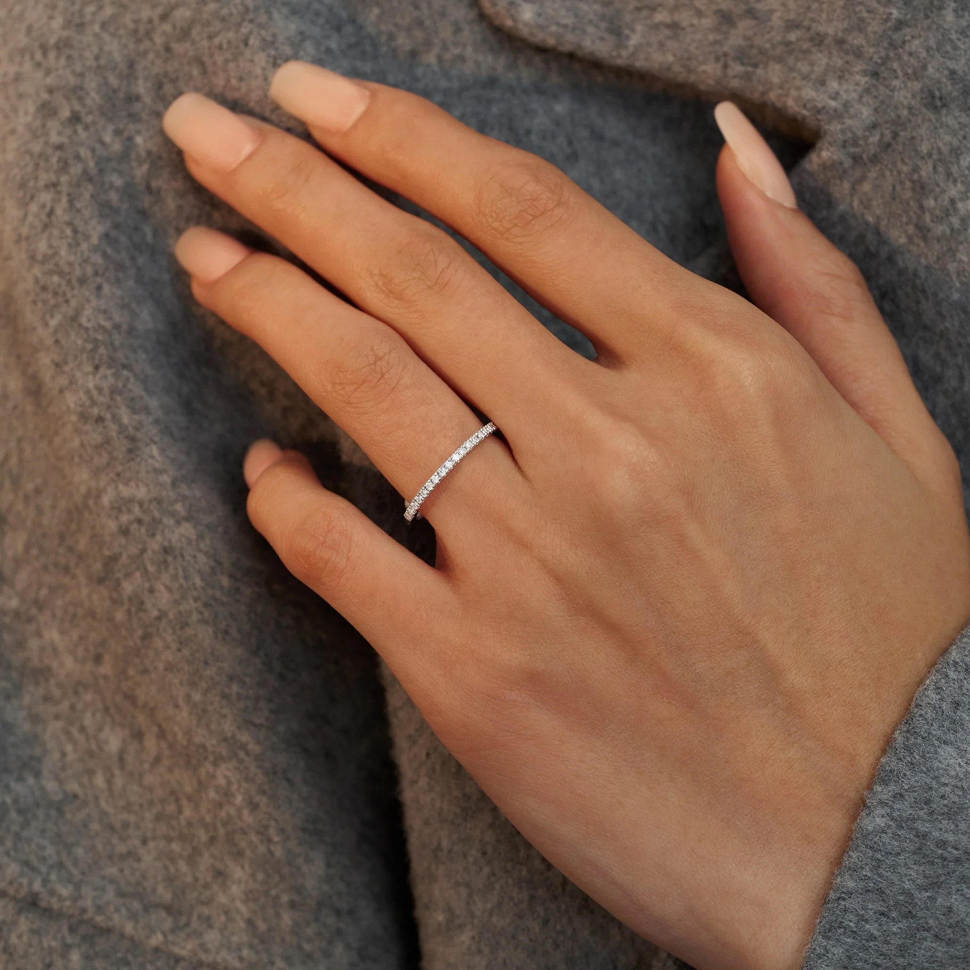 Round Cut Half Eternity Wedding Ring - Image 10