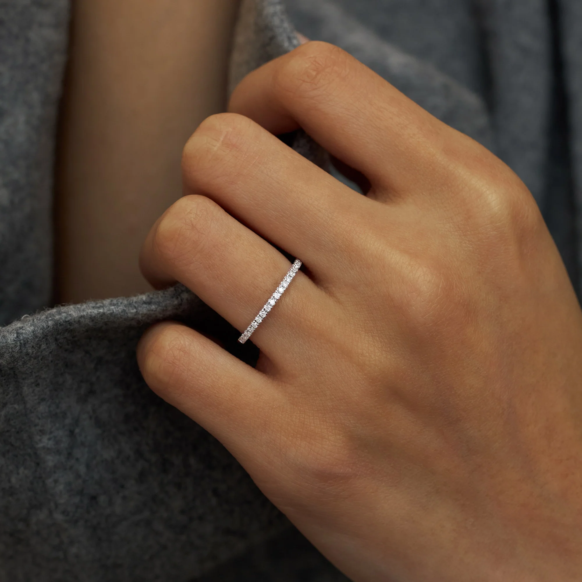 Round Cut Half Eternity Wedding Ring - Image 12