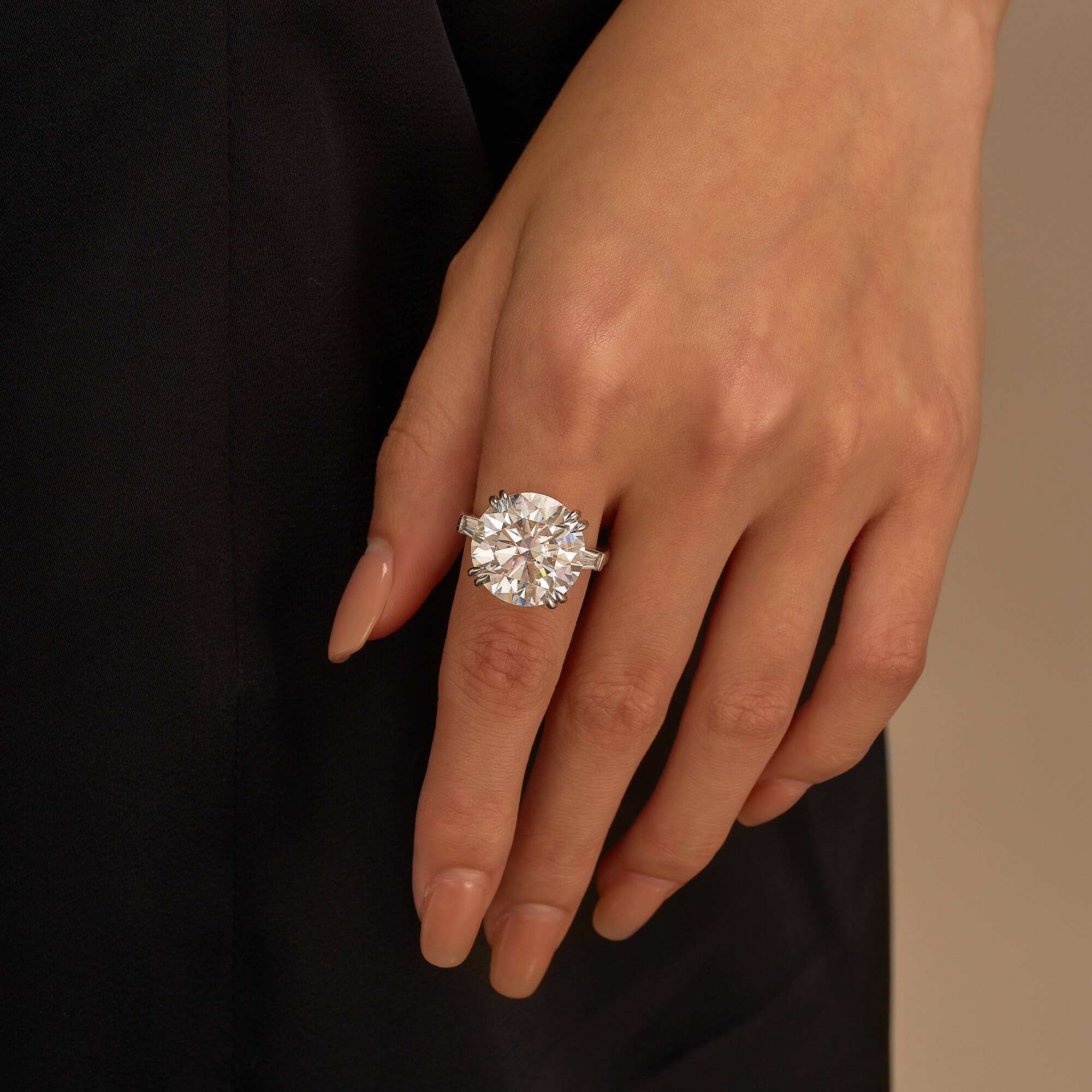 15 Carat Round Cut Moissanite Engagement Ring in 14K Gold - Image 12