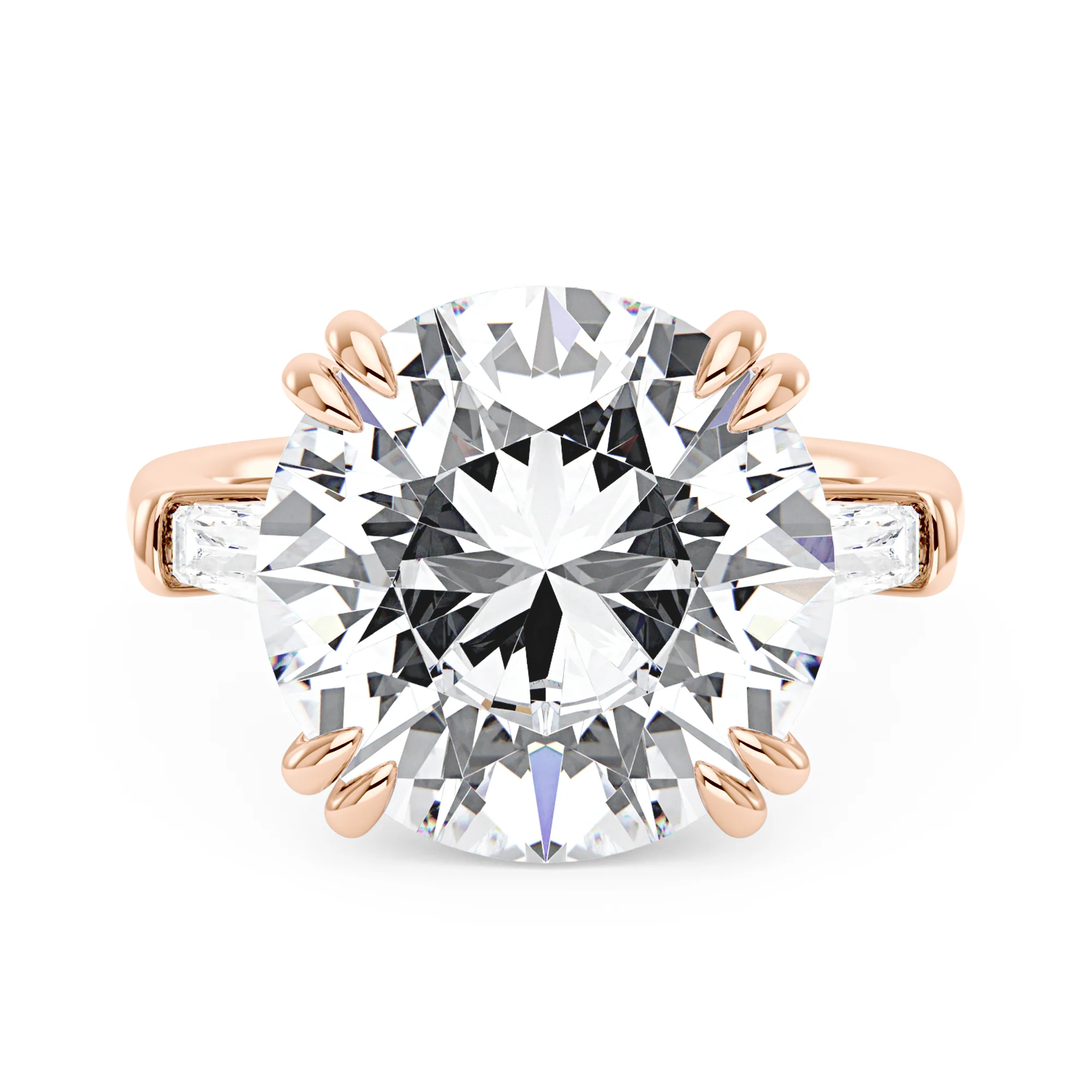 15 Carat Round Cut Moissanite Engagement Ring in 14K Gold - Image 7