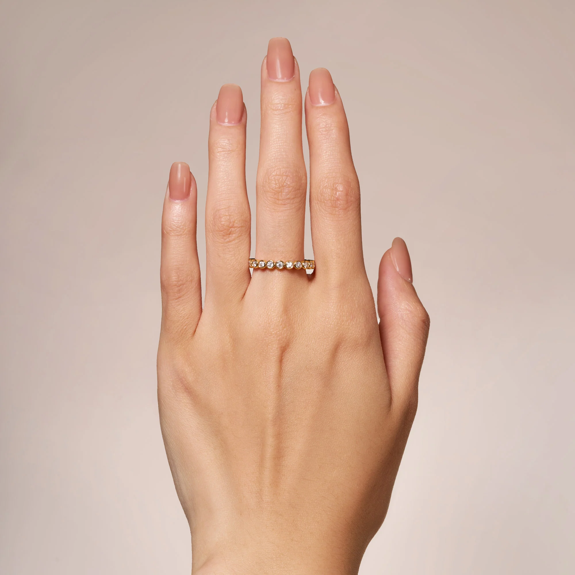 Round Moissanite Bezel Eternity Band - Image 10