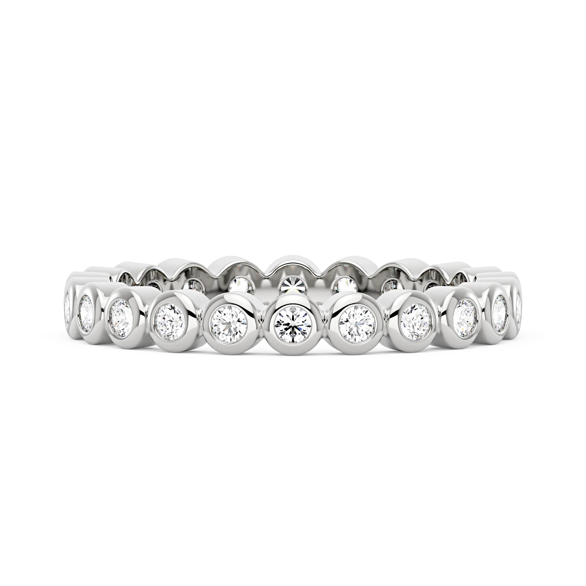 Round Moissanite Bezel Eternity Band - Image 4