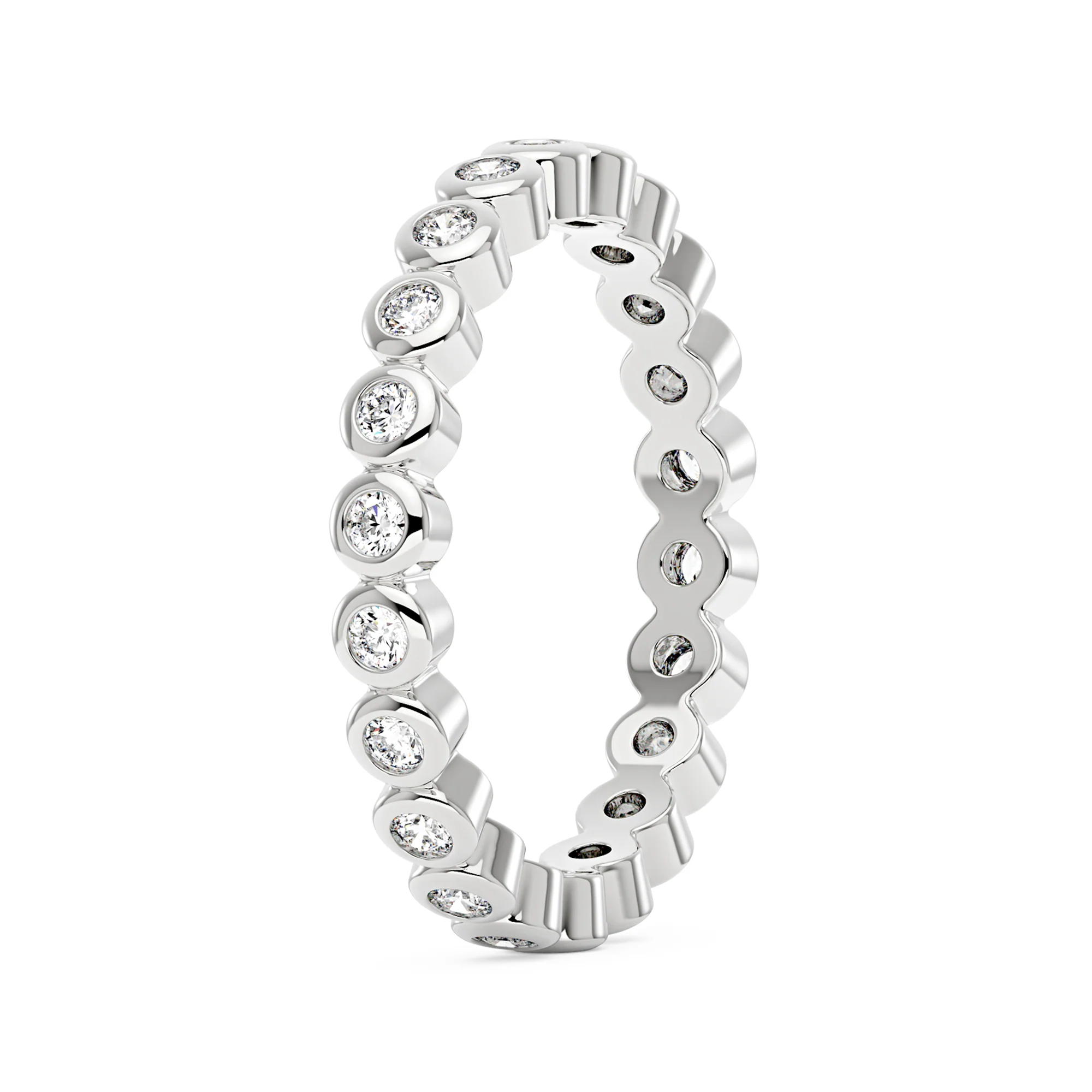 Round Moissanite Bezel Eternity Band - Image 6