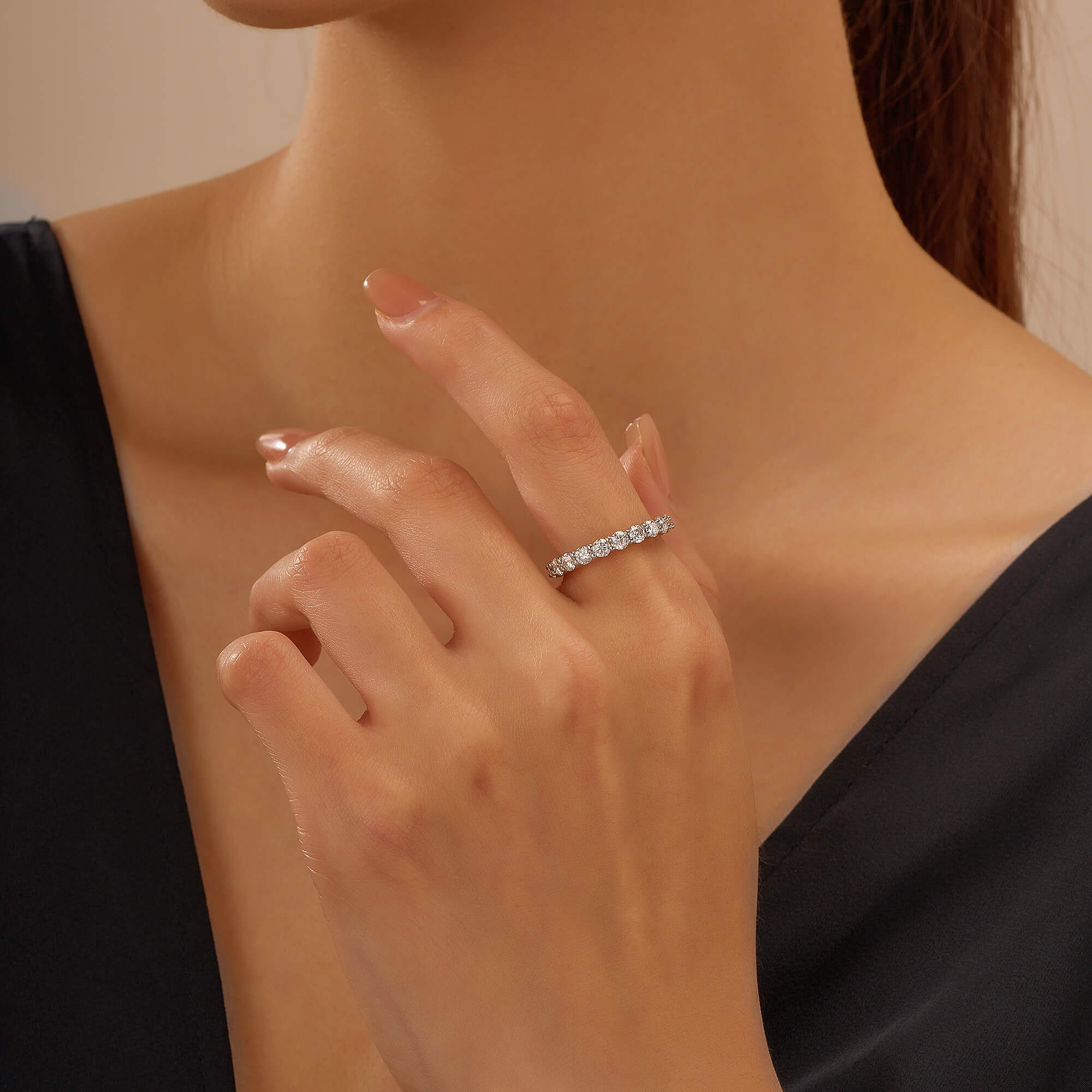 Round Cut Full Eternity Wedding Ring - Image 10