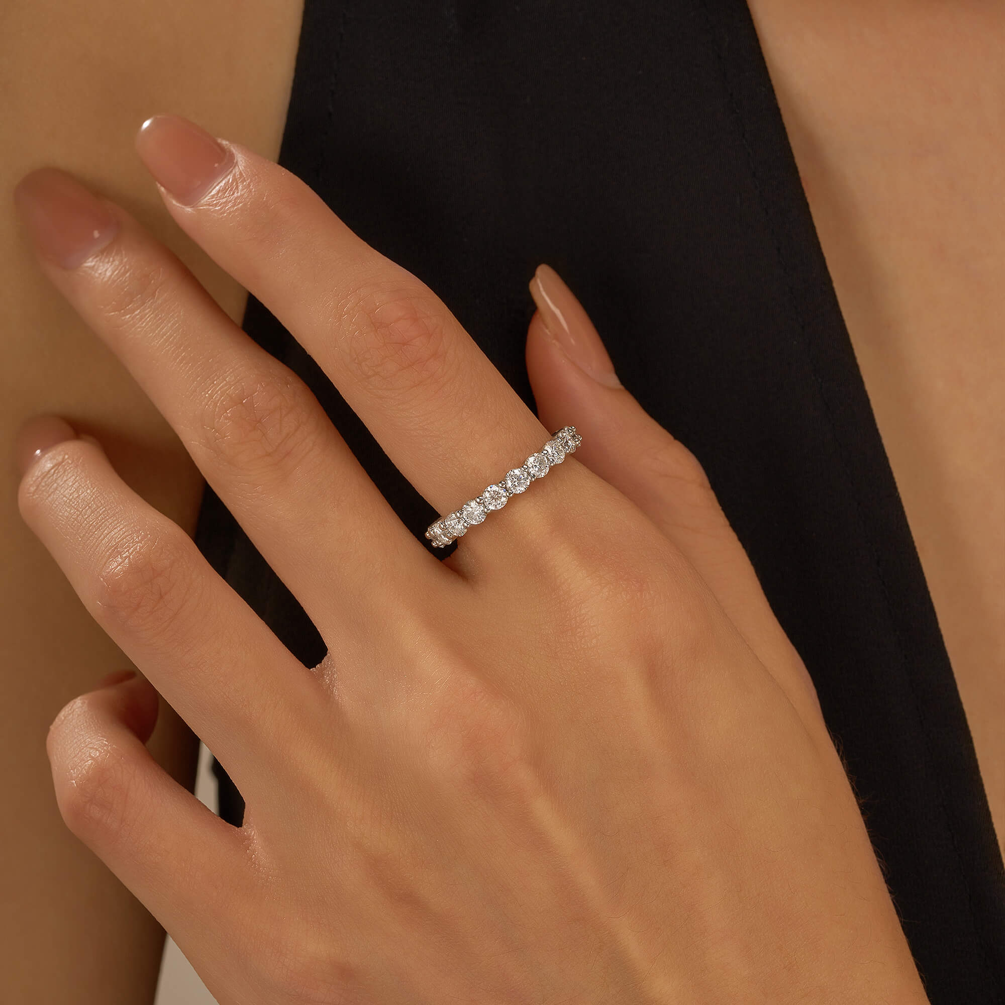 Round Cut Full Eternity Wedding Ring - Image 11