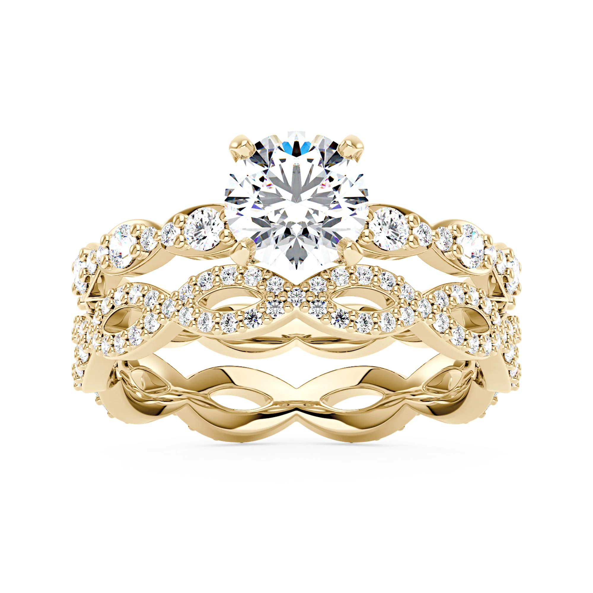 Round Cut Moissanite Infinity Band Bridal Set - Image 4