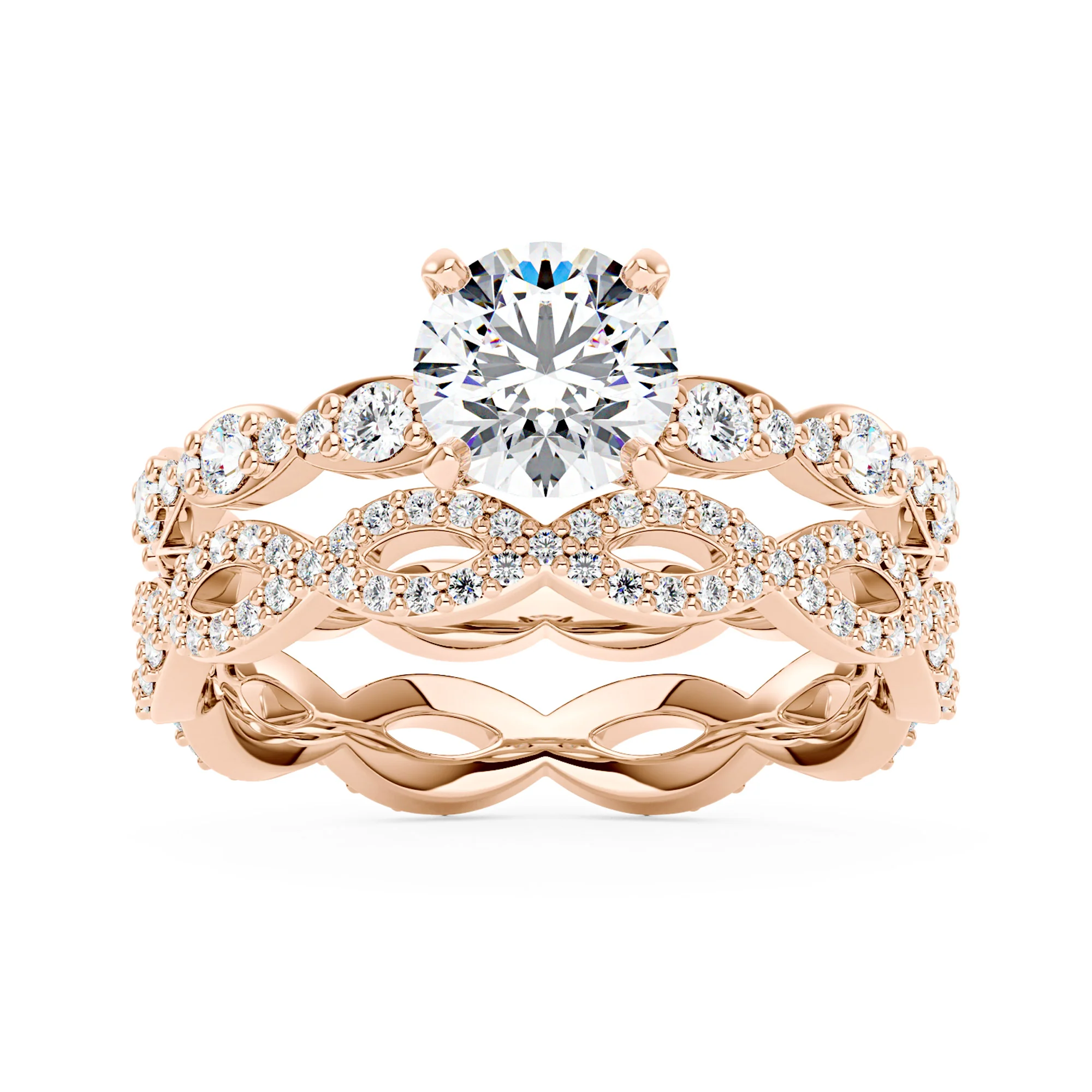 Round Cut Moissanite Infinity Band Bridal Set - Image 7