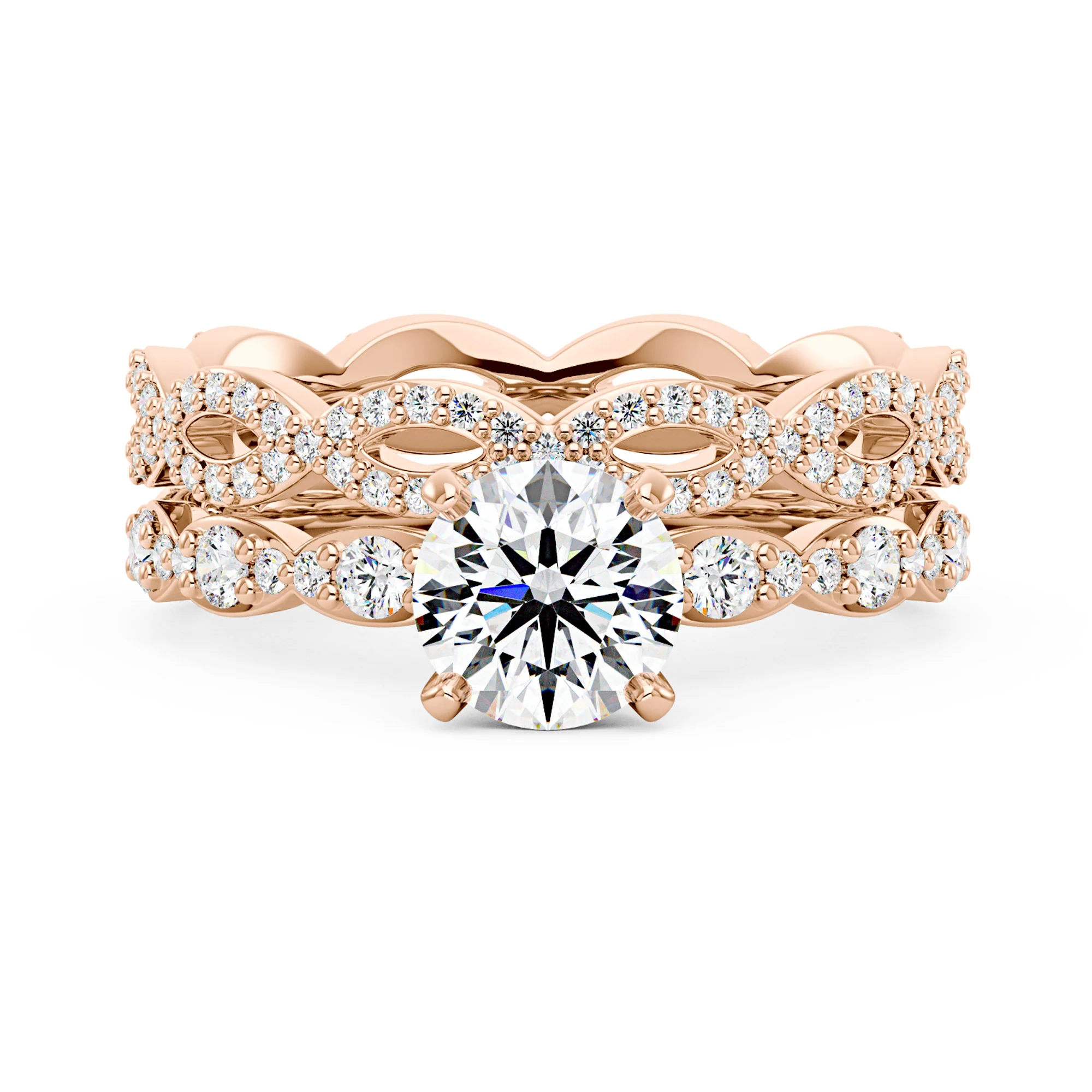 Round Cut Moissanite Infinity Band Bridal Set - Image 8