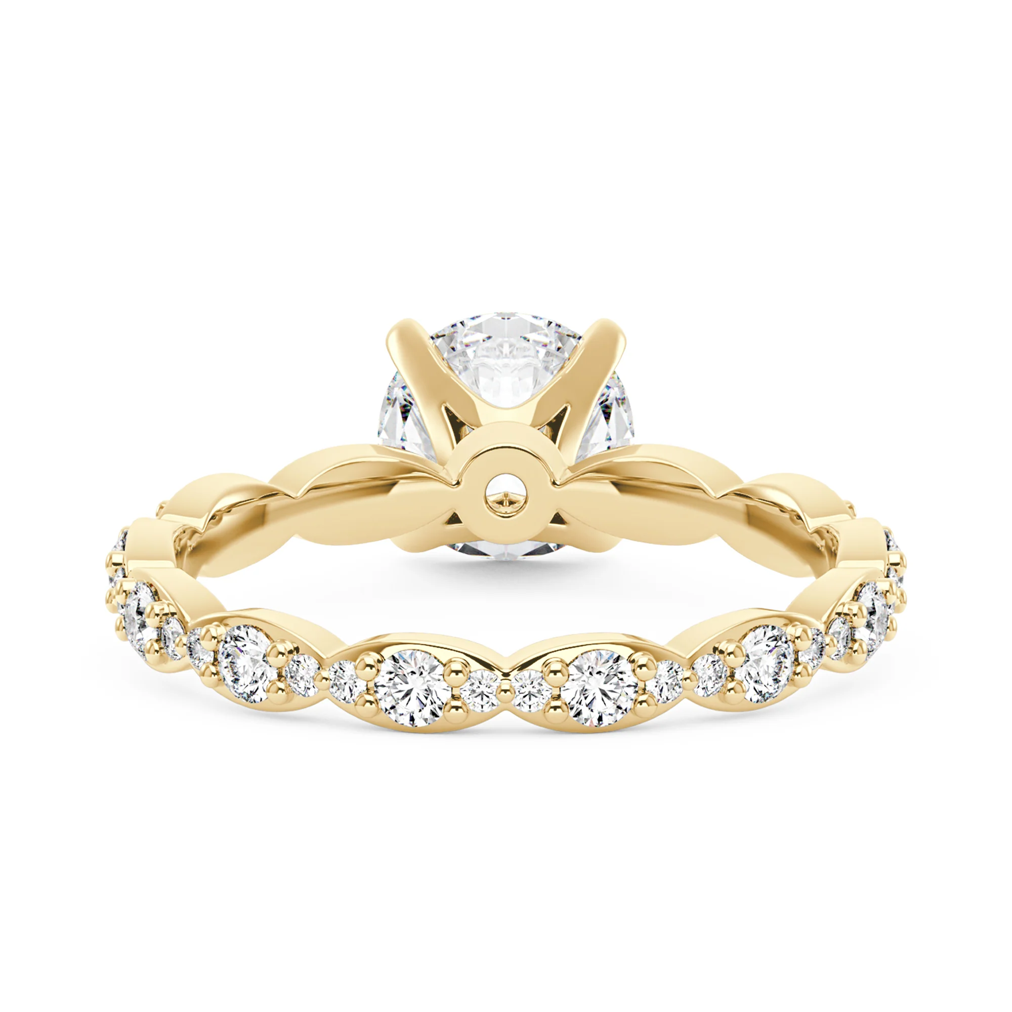 Round Moissanite Scallop Infinity Ring - Image 3