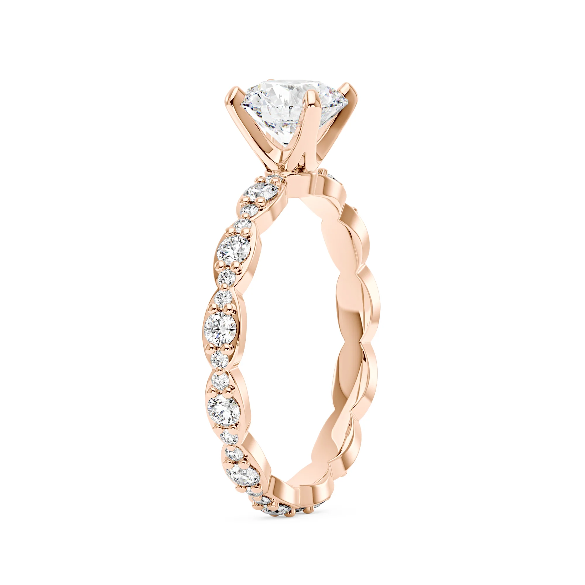 Round Moissanite Scallop Infinity Ring - Image 8