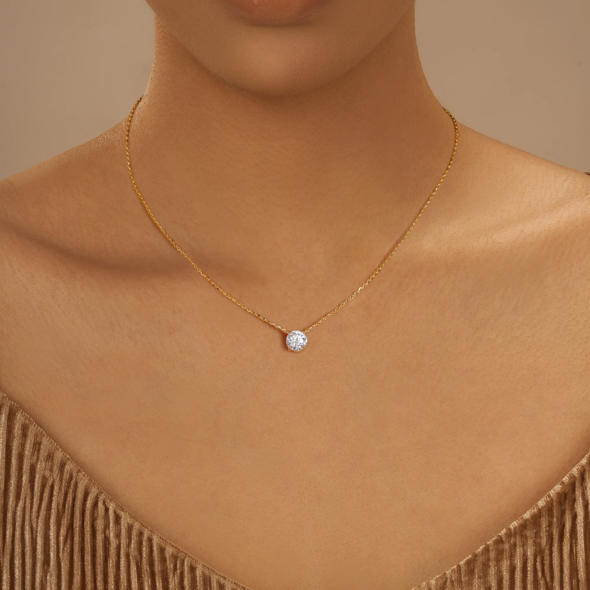 Round Cut Moissanite Solitaire Pendant Necklace - Image 5
