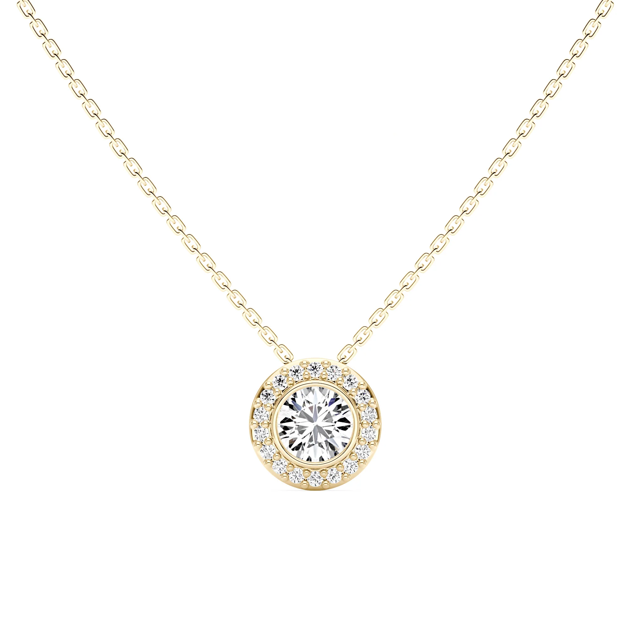 Round Moissanite Bezel Set Pendant Necklace - Image 4