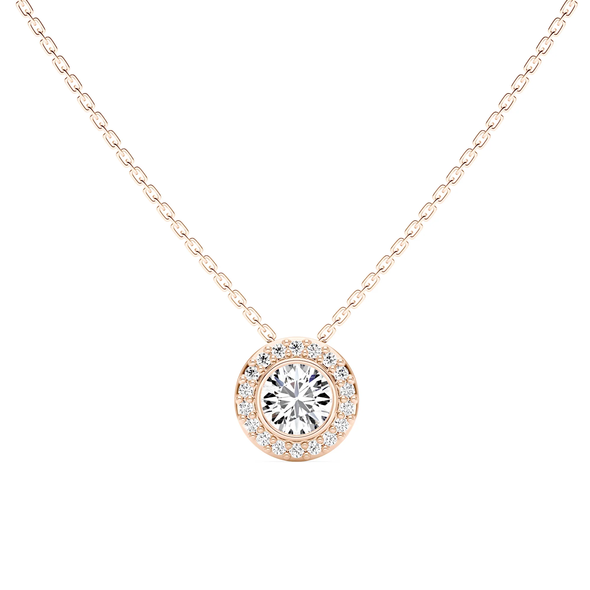 Round Moissanite Bezel Set Pendant Necklace - Image 7