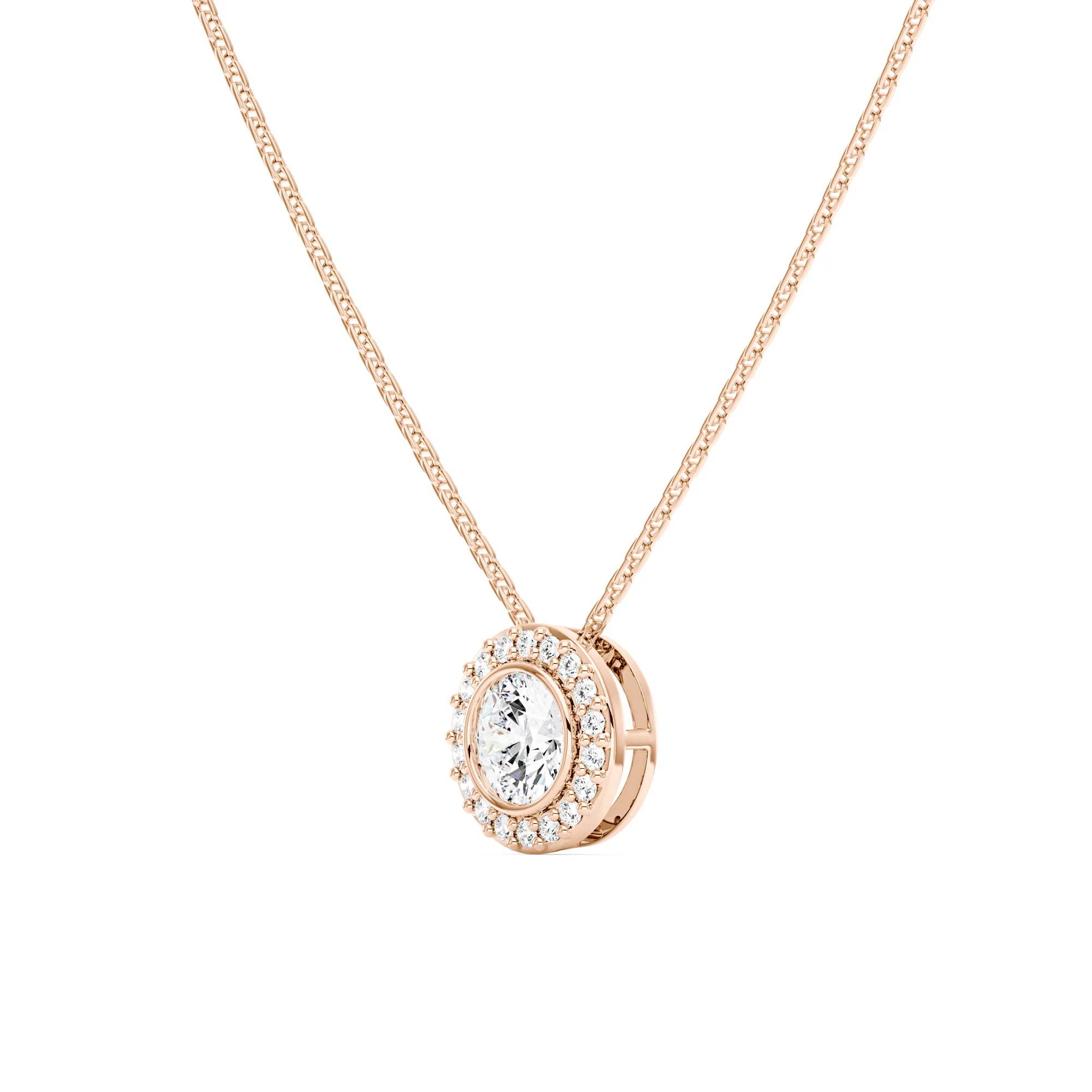 Round Moissanite Bezel Set Pendant Necklace - Image 8