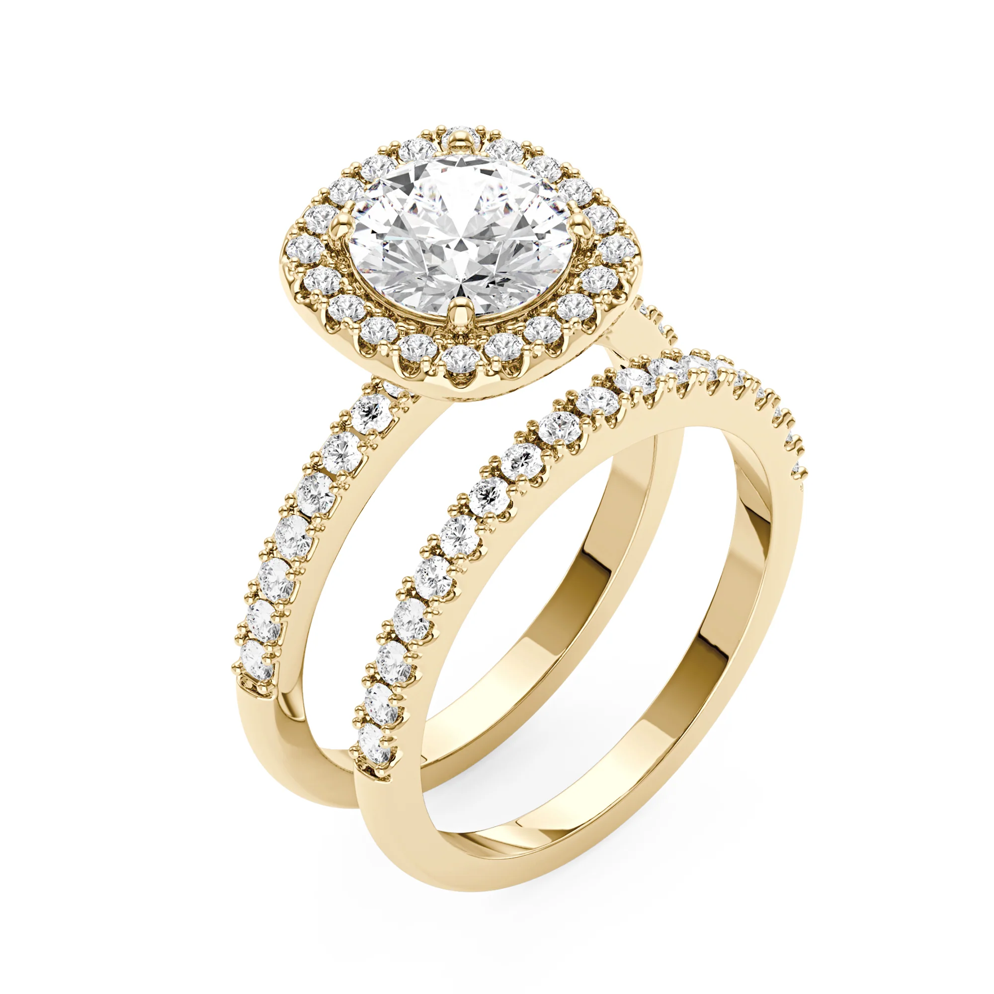 Round Moissanite Halo Bridal Ring Set - Image 5