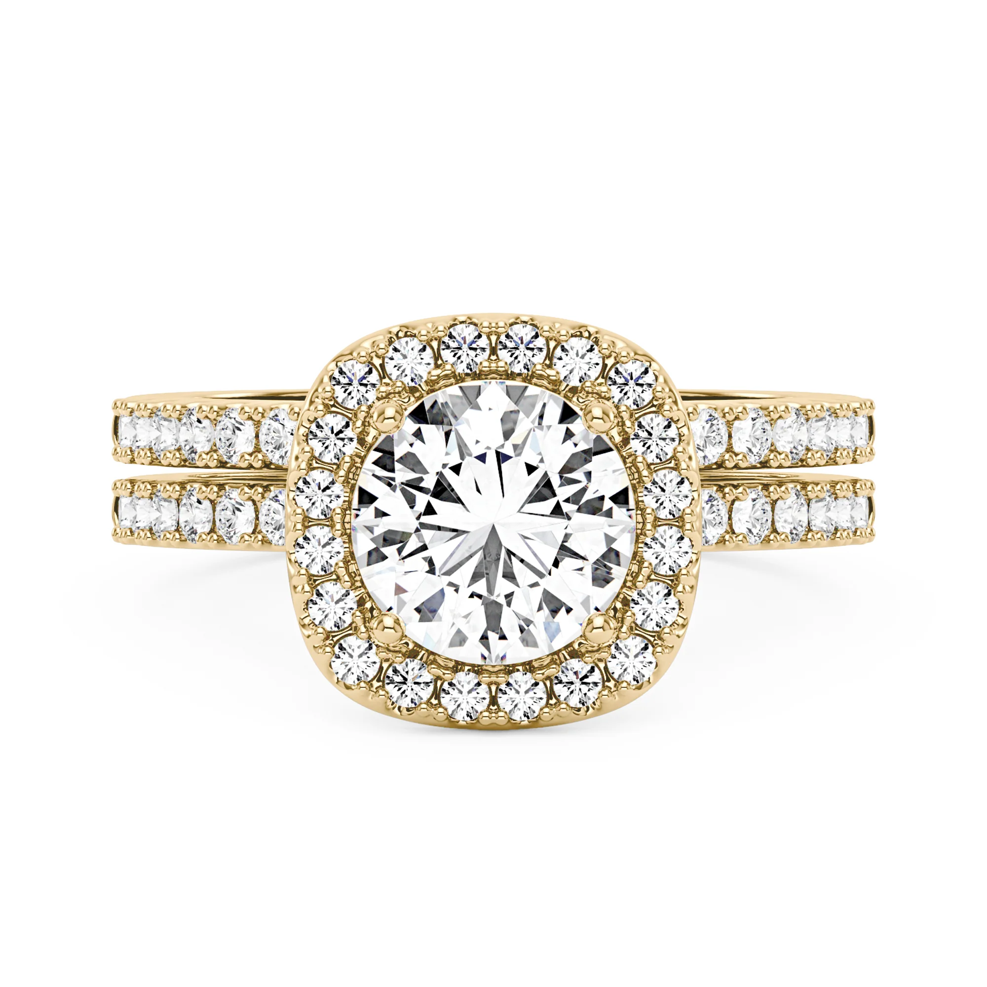 Round Moissanite Halo Bridal Ring Set - Image 6