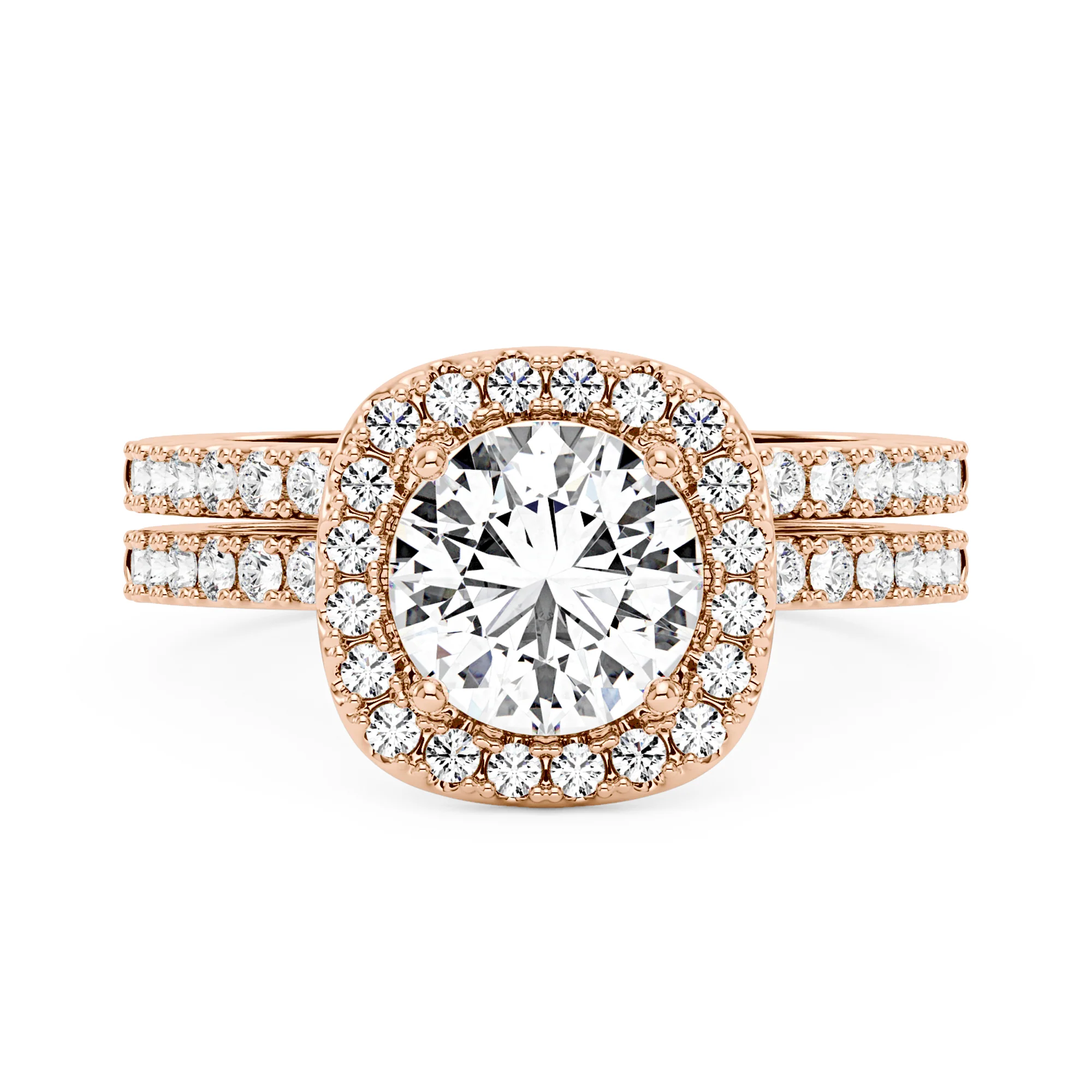 Round Moissanite Halo Bridal Ring Set - Image 9
