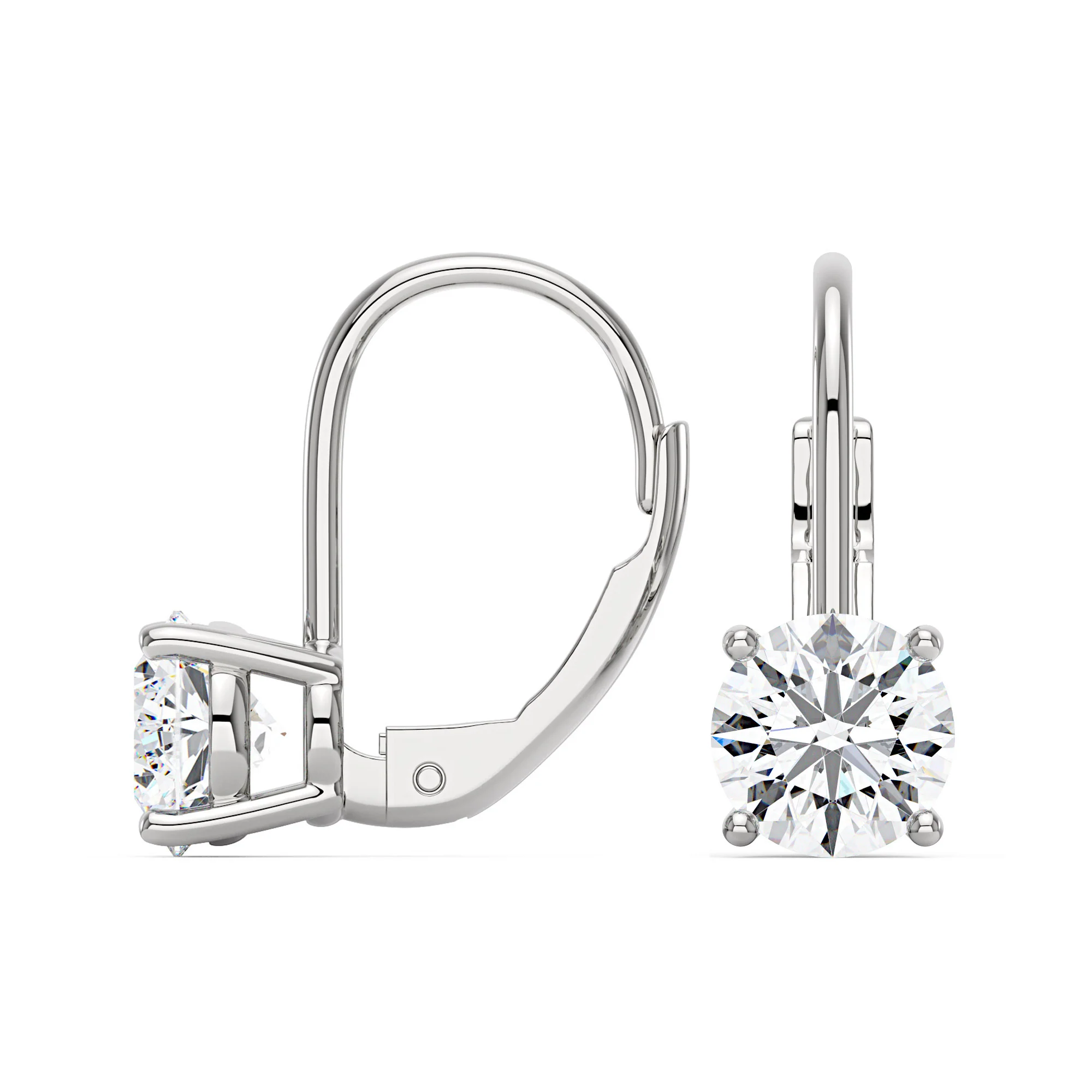 Round Moissanite Leverback Drop Earrings - Image 3