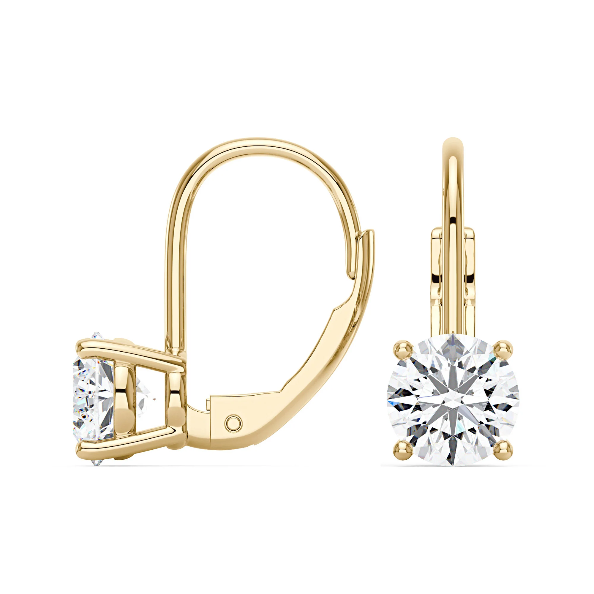 Round Moissanite Leverback Drop Earrings - Image 6