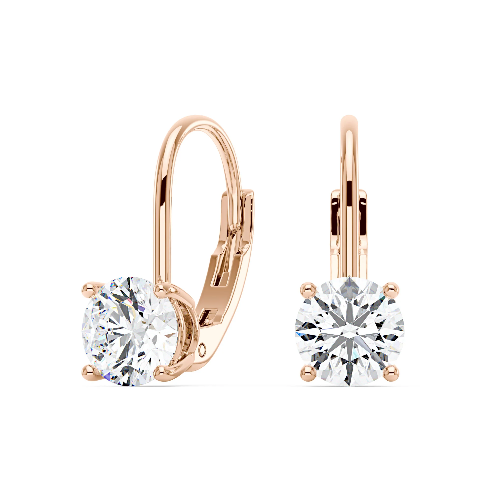 Round Moissanite Leverback Drop Earrings - Image 8