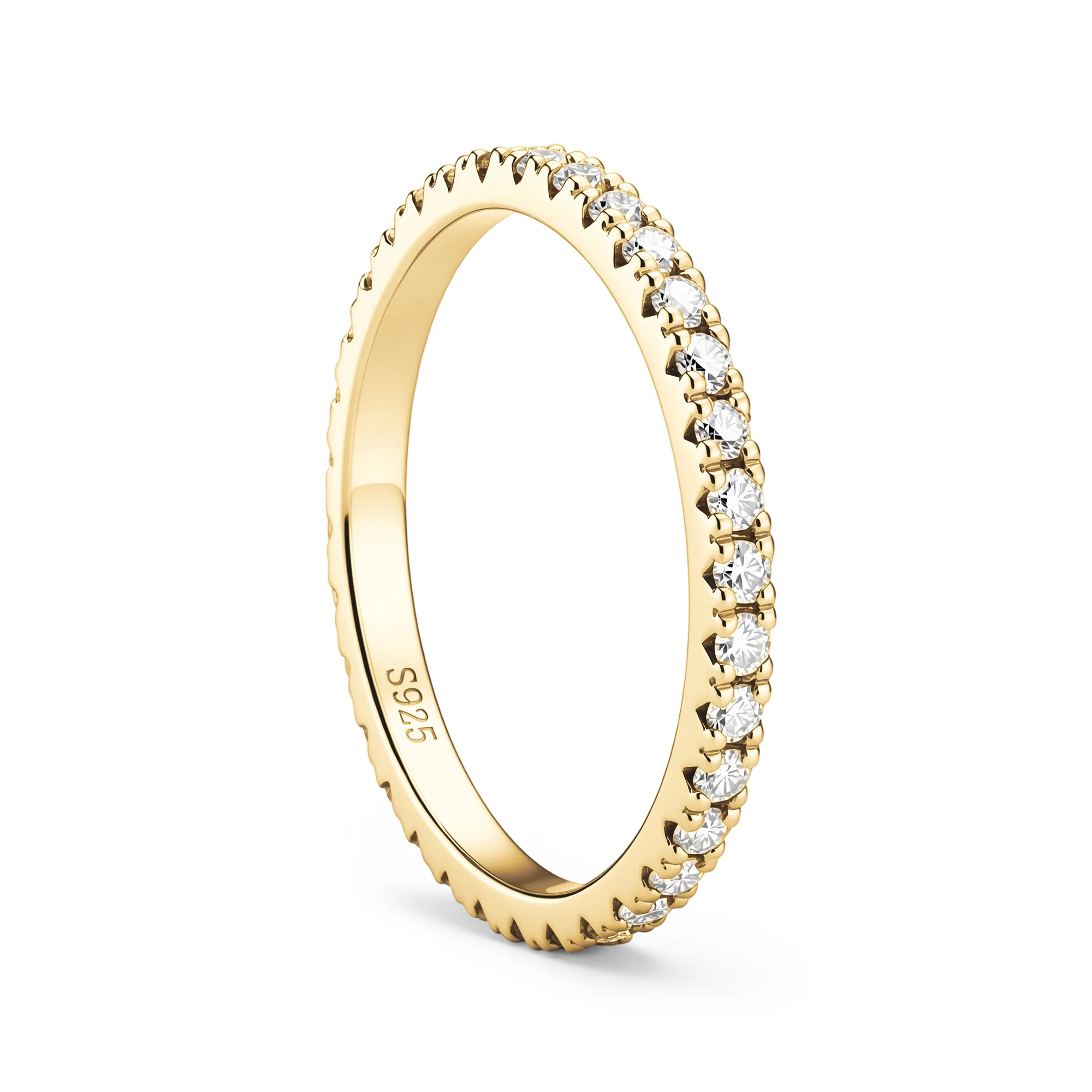 Round Moissanite Pavé Eternity Wedding Band - Image 5