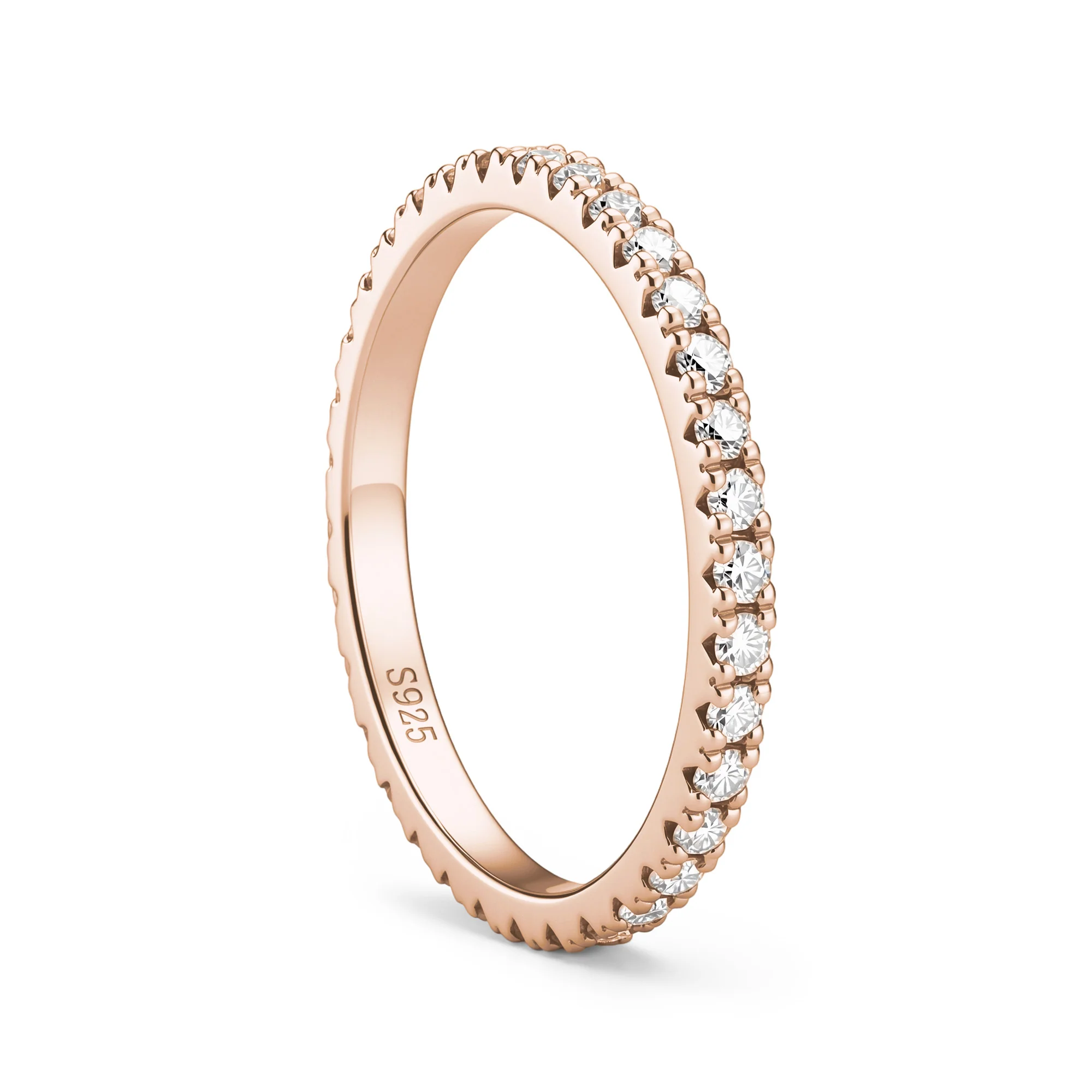 Round Moissanite Pavé Eternity Wedding Band - Image 8