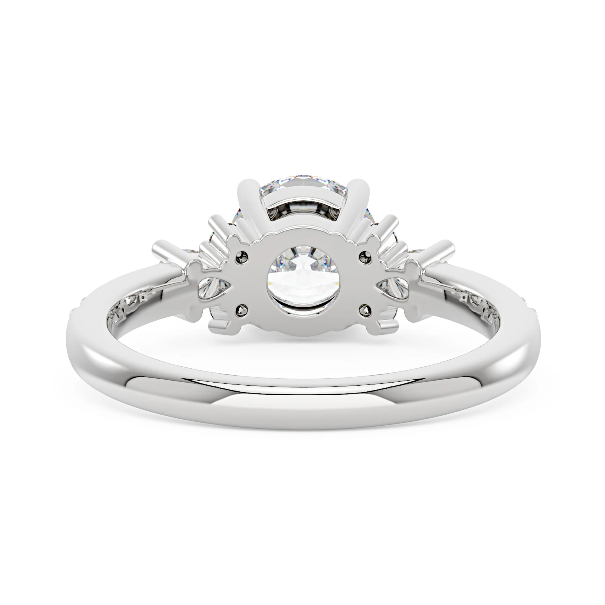 Round Moissanite Ring with Pavé Band - Image 3