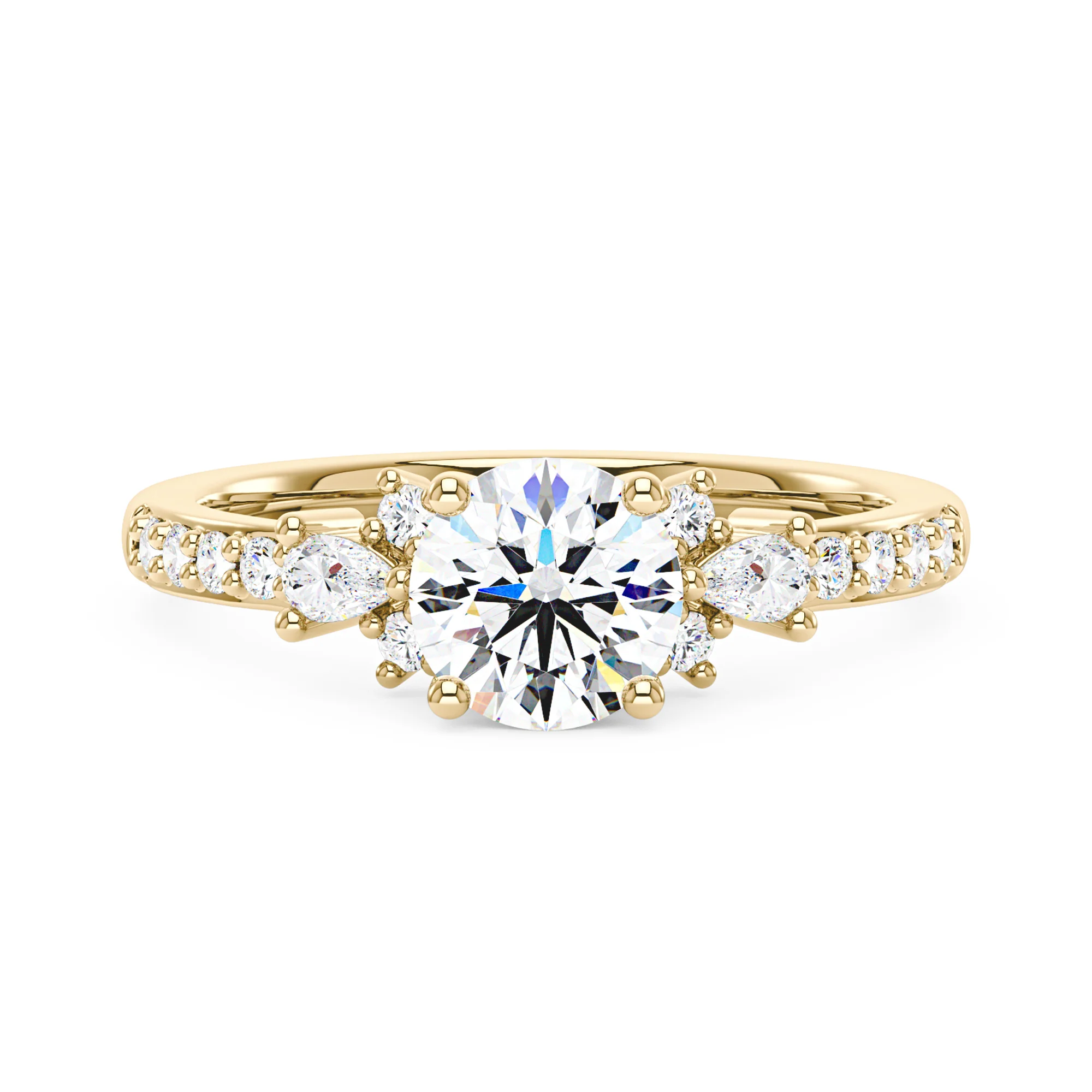 Round Moissanite Ring with Pavé Band - Image 4