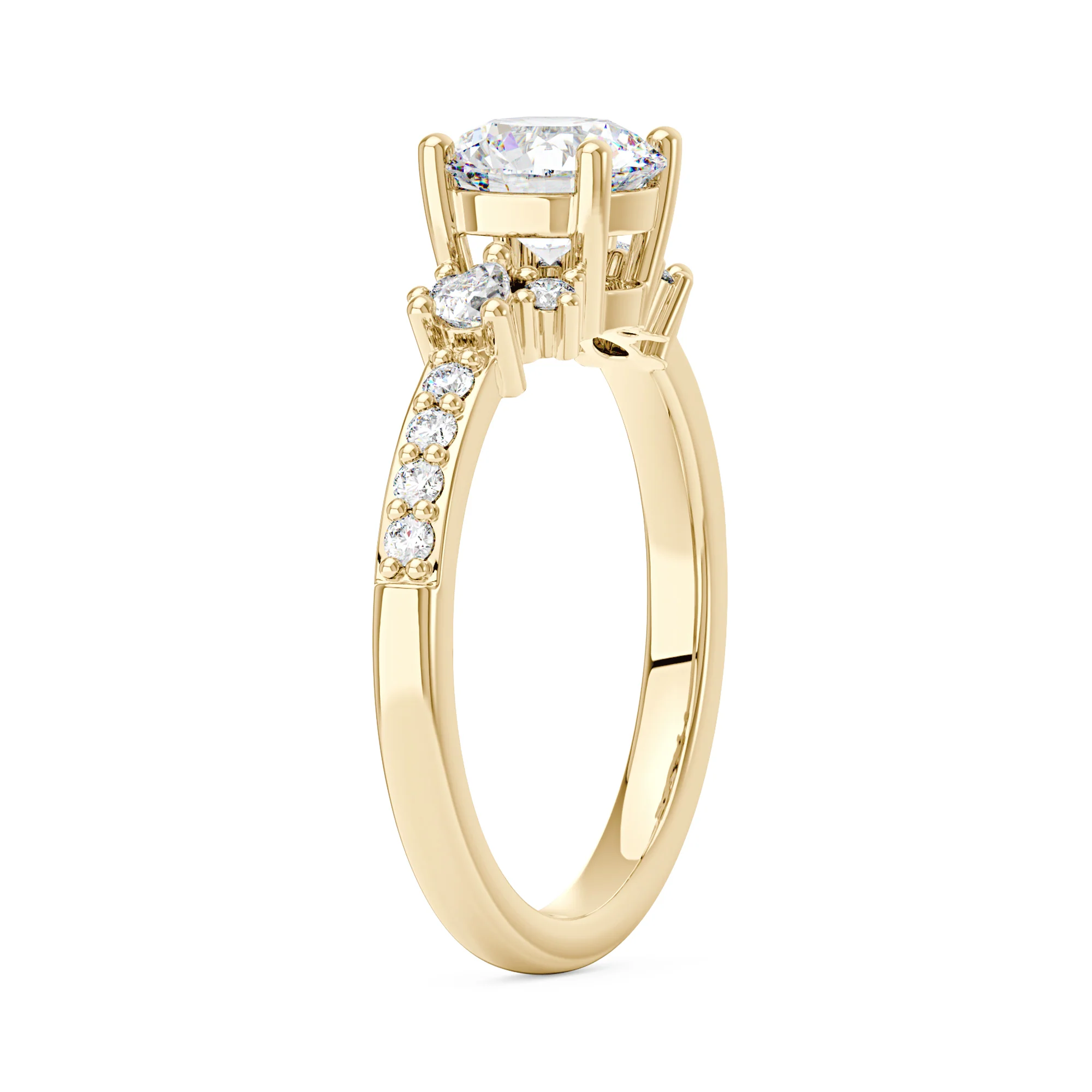 Round Moissanite Ring with Pavé Band - Image 5