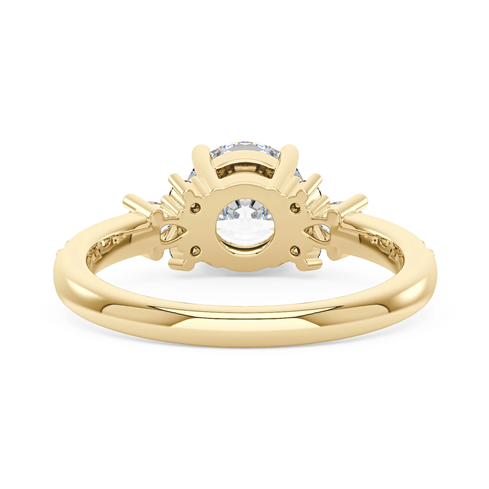 Round Moissanite Ring with Pavé Band - Image 6